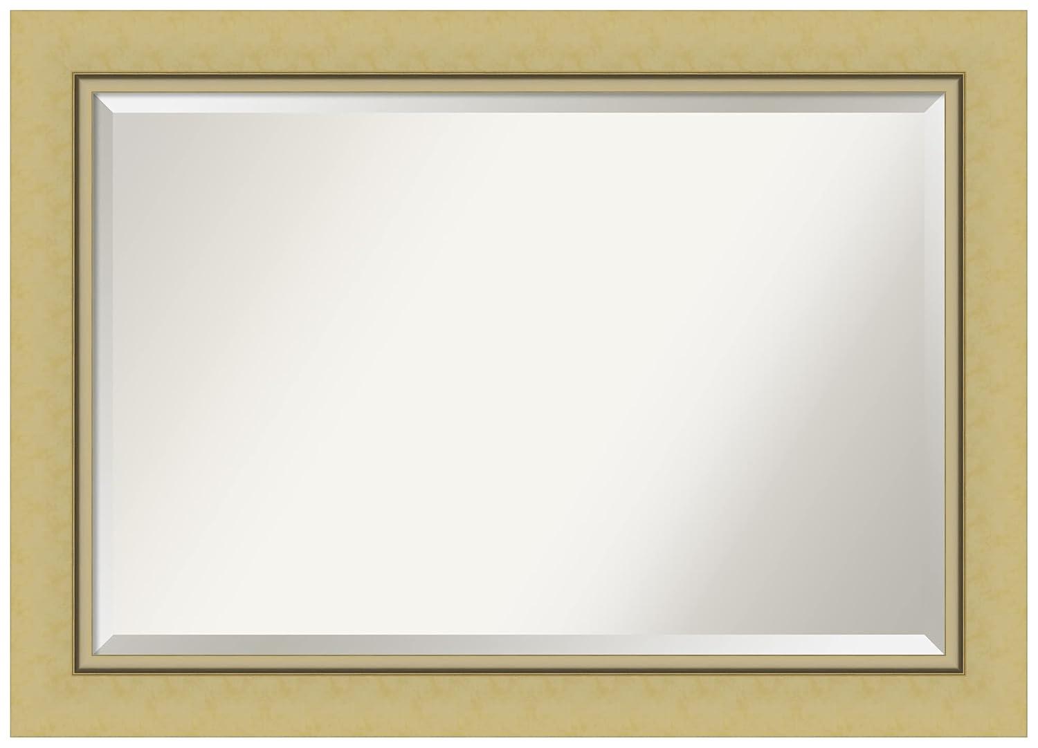 Amanti Art Landon 42.25-in x 30.25-in Framed Rectangle Bathroom Vanity Mirror ( Glossy Gold )