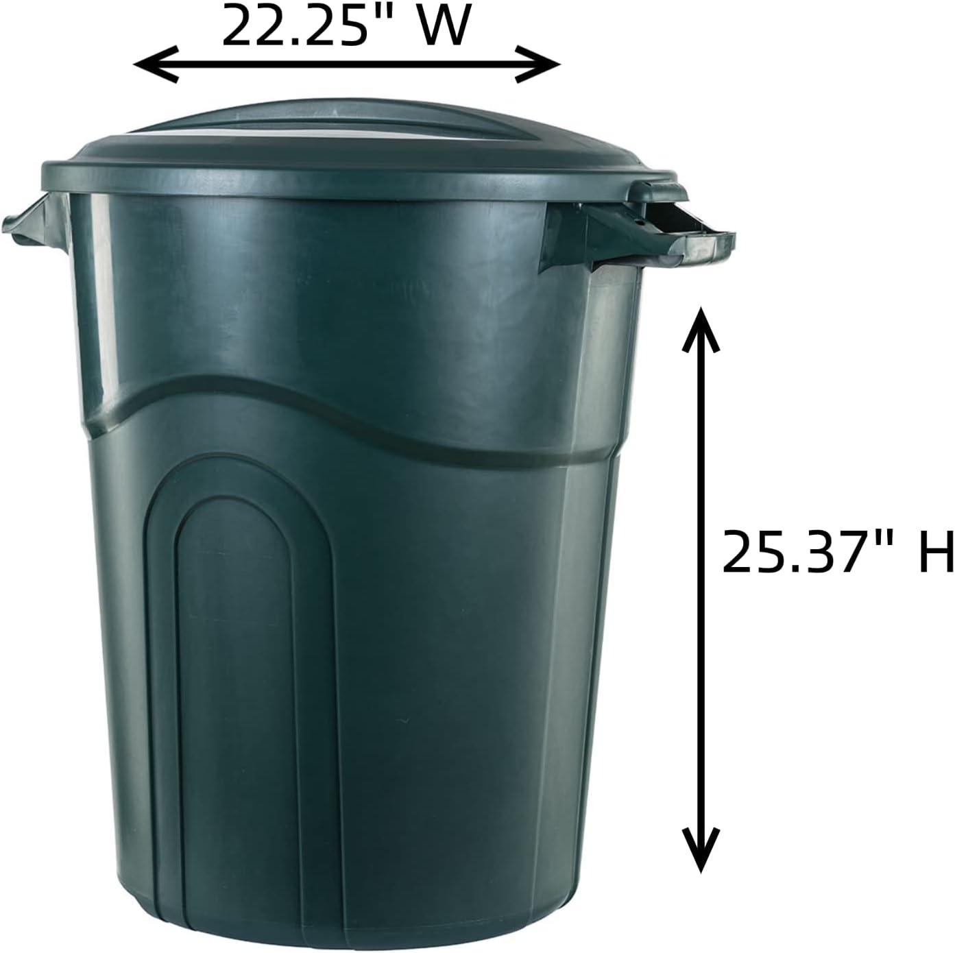 Eco Green 20 Gallon Round Plastic Outdoor Trash Cans, 2-Pack