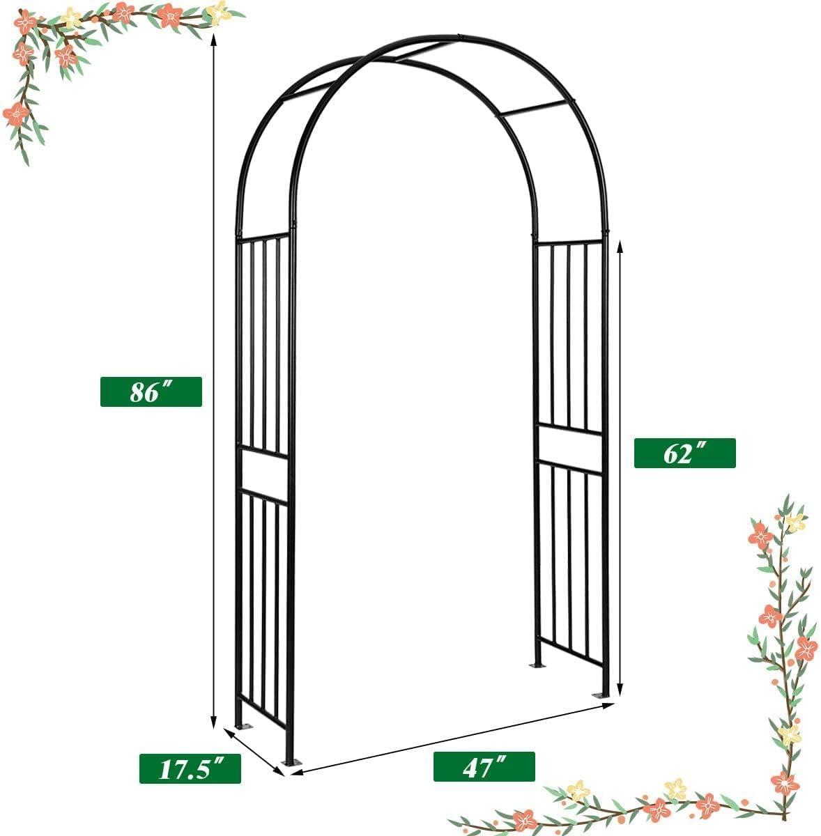 Gymax 7.2Ft Garden Arch Steel Arbor Wedding Garden Decoration Climbing Plants w/Stakes