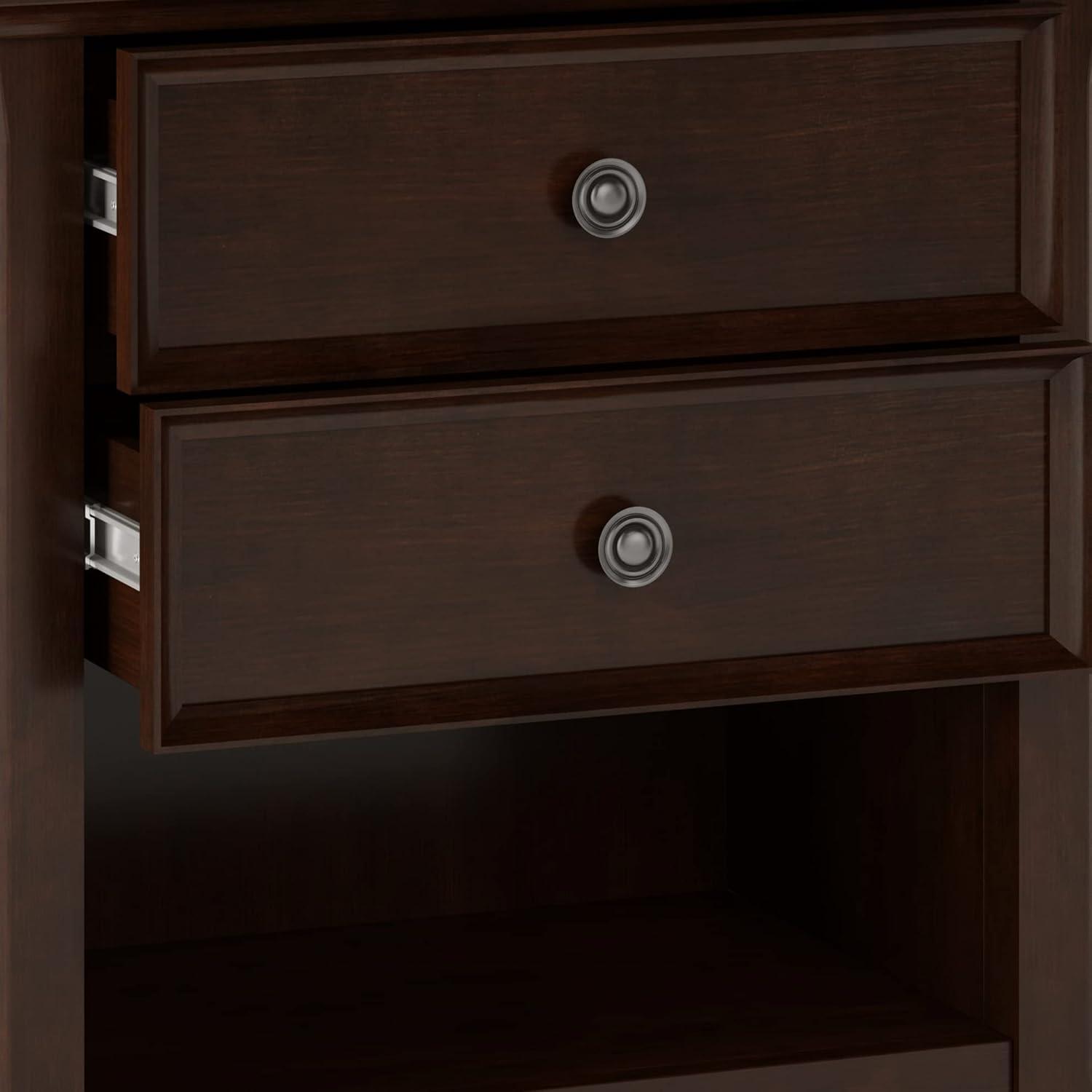 Simpli Home Amherst 24"W 2-Drawer Solid Wood Nightstand with Open Shelf