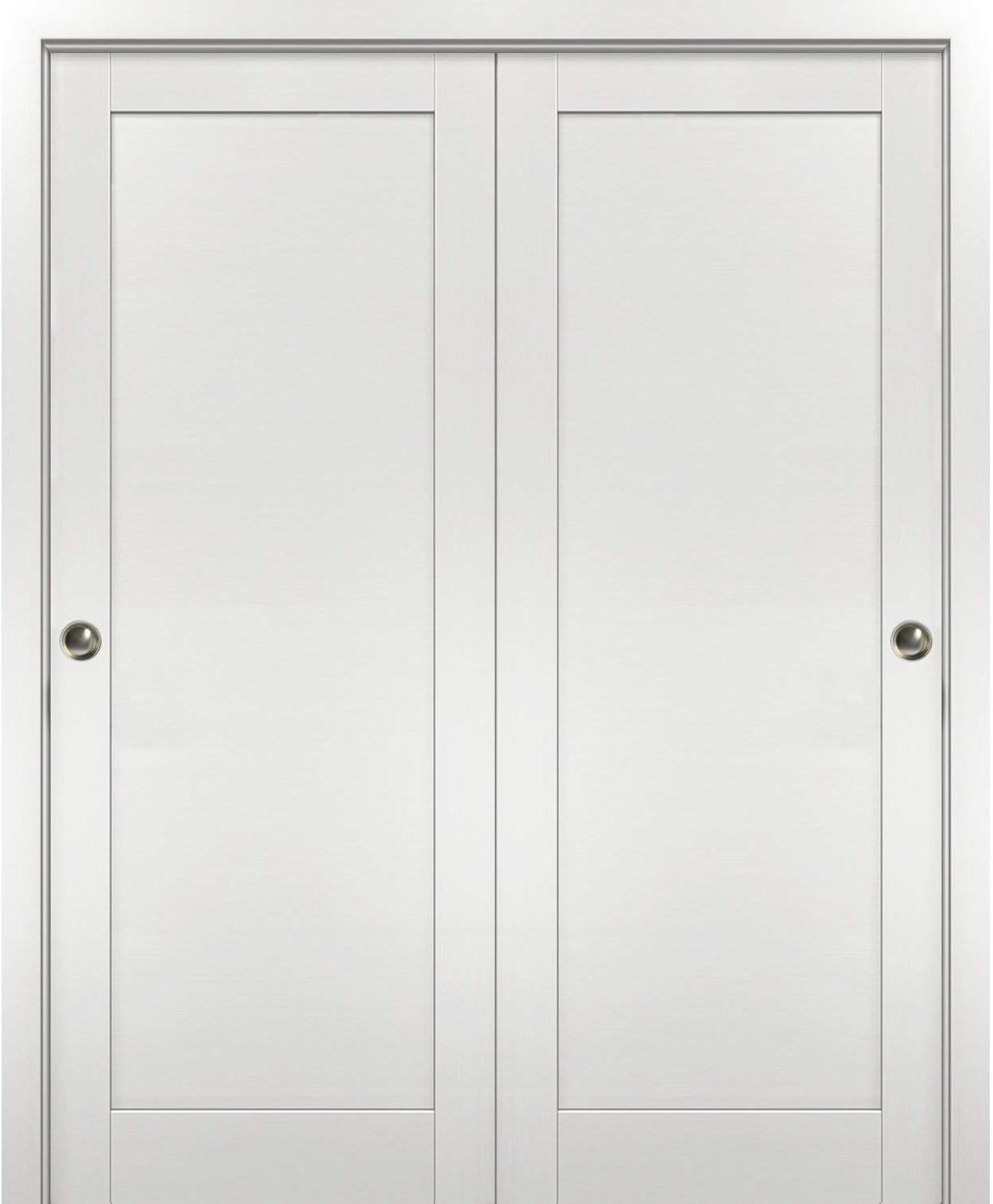 White Ash 72" x 80" Sliding Closet Bypass Doors with Hardware