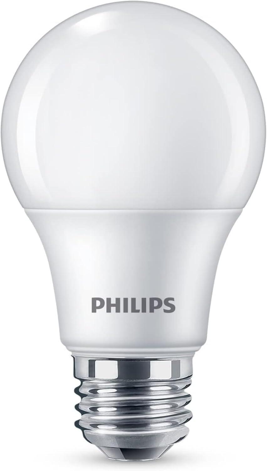 Philips LED 60-Watt A19 General Purpose Household Light Bulb, Frosted Soft White, Non-Dimmable, E26 Medium Base (4-Pack)