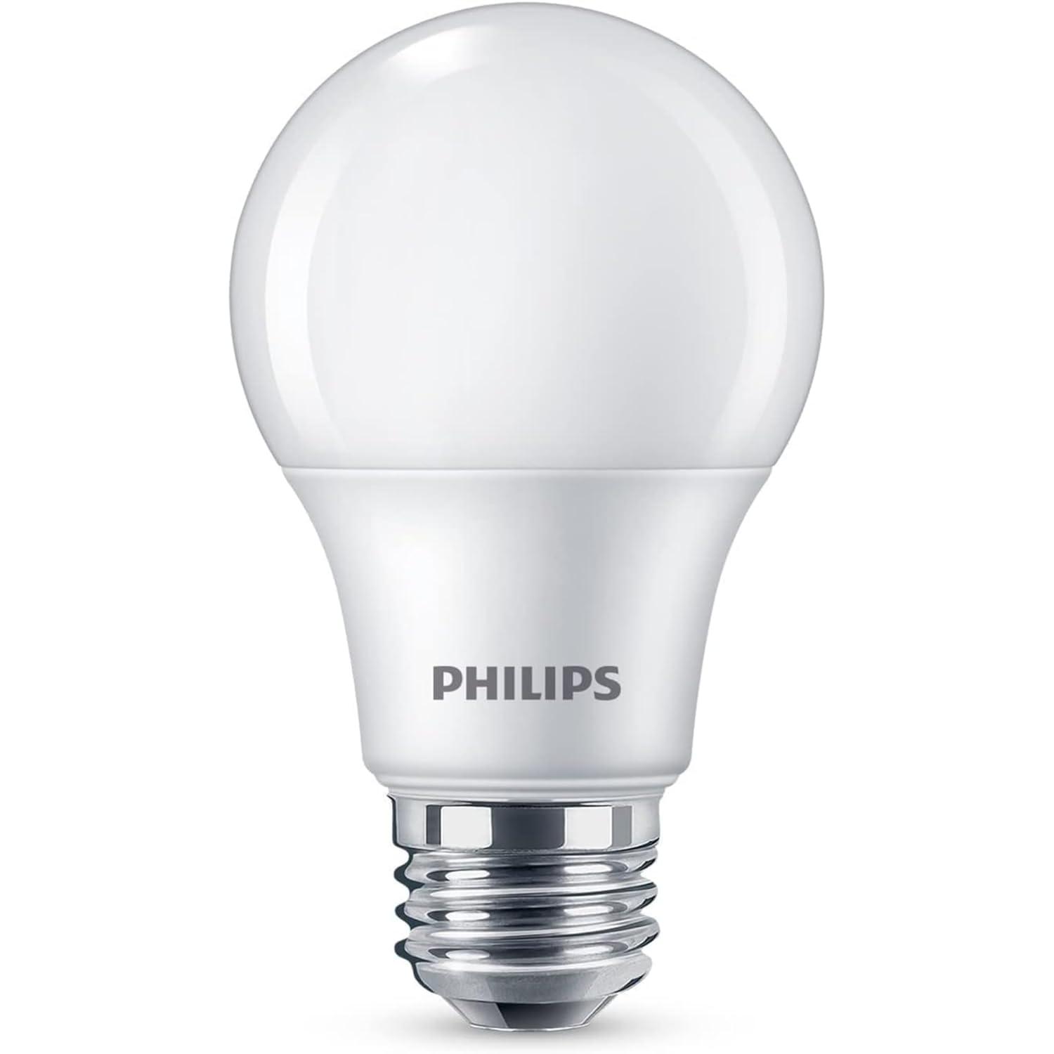 Philips LED 60-Watt A19 General Purpose Household Light Bulb, Frosted Soft White, Non-Dimmable, E26 Medium Base (4-Pack)