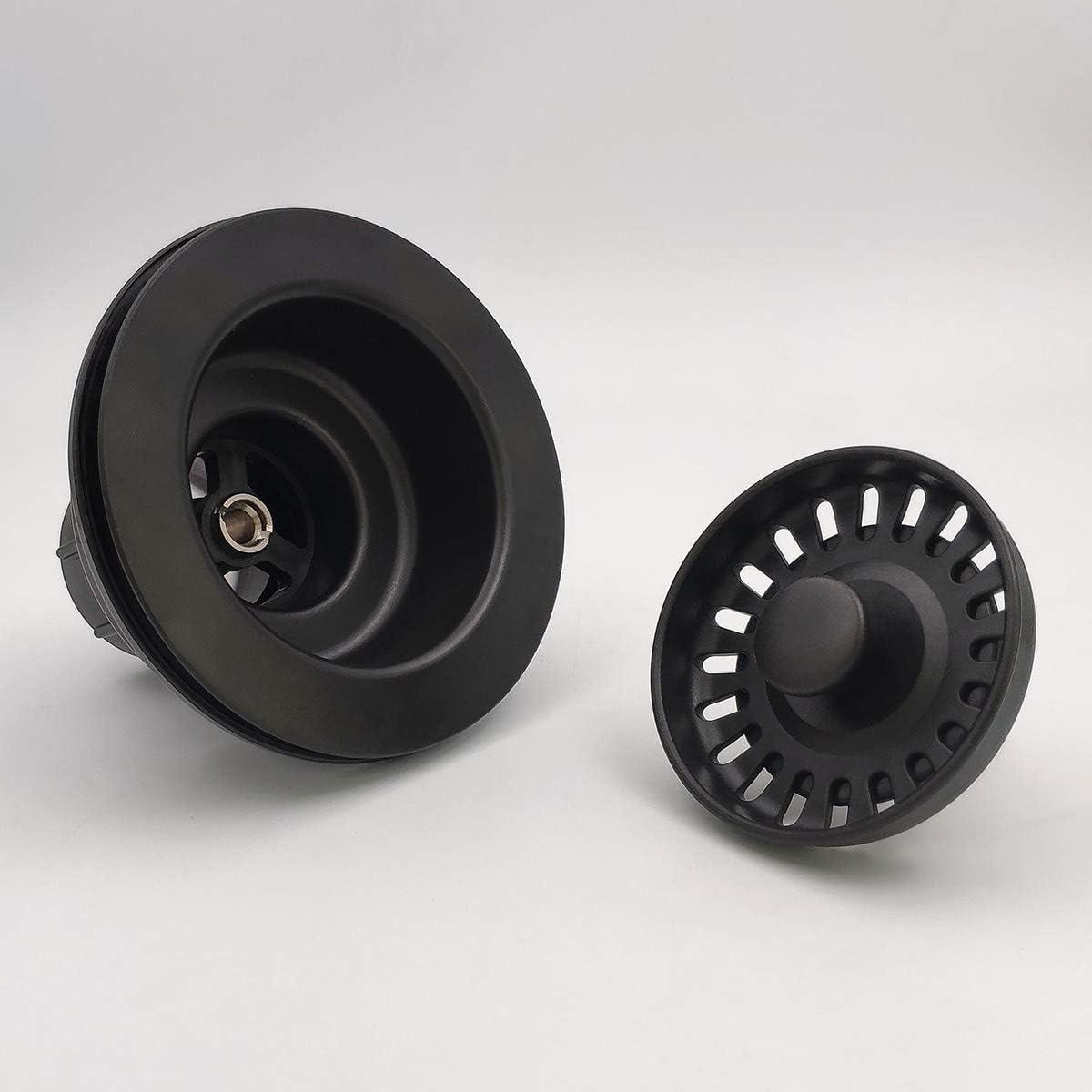 3.5-in Black Sink Strainer Assembly with Stopper for Matching Color of Granite or Fireclay Sinks