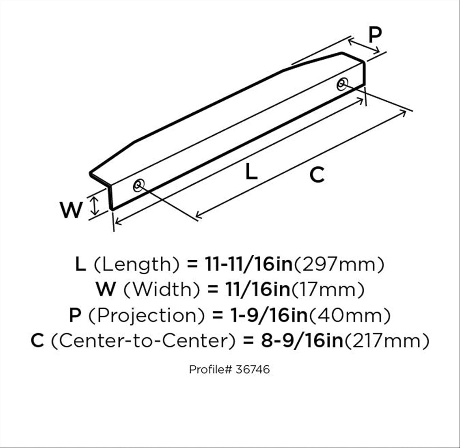 Polished Nickel Modern Cabinet Edge Pull with Mounting Hardware