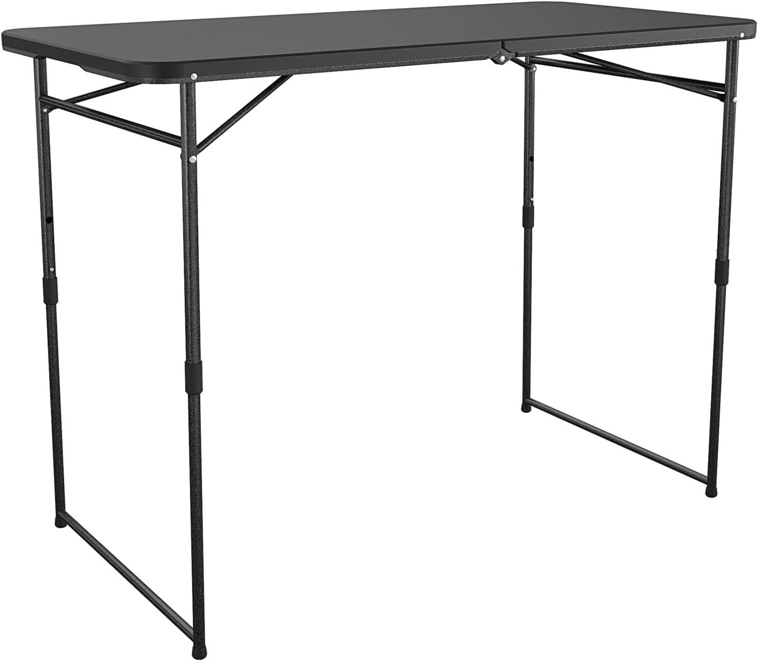 COSCO 24" x 48" Adjustable Height Folding Resin Utility Table, Black