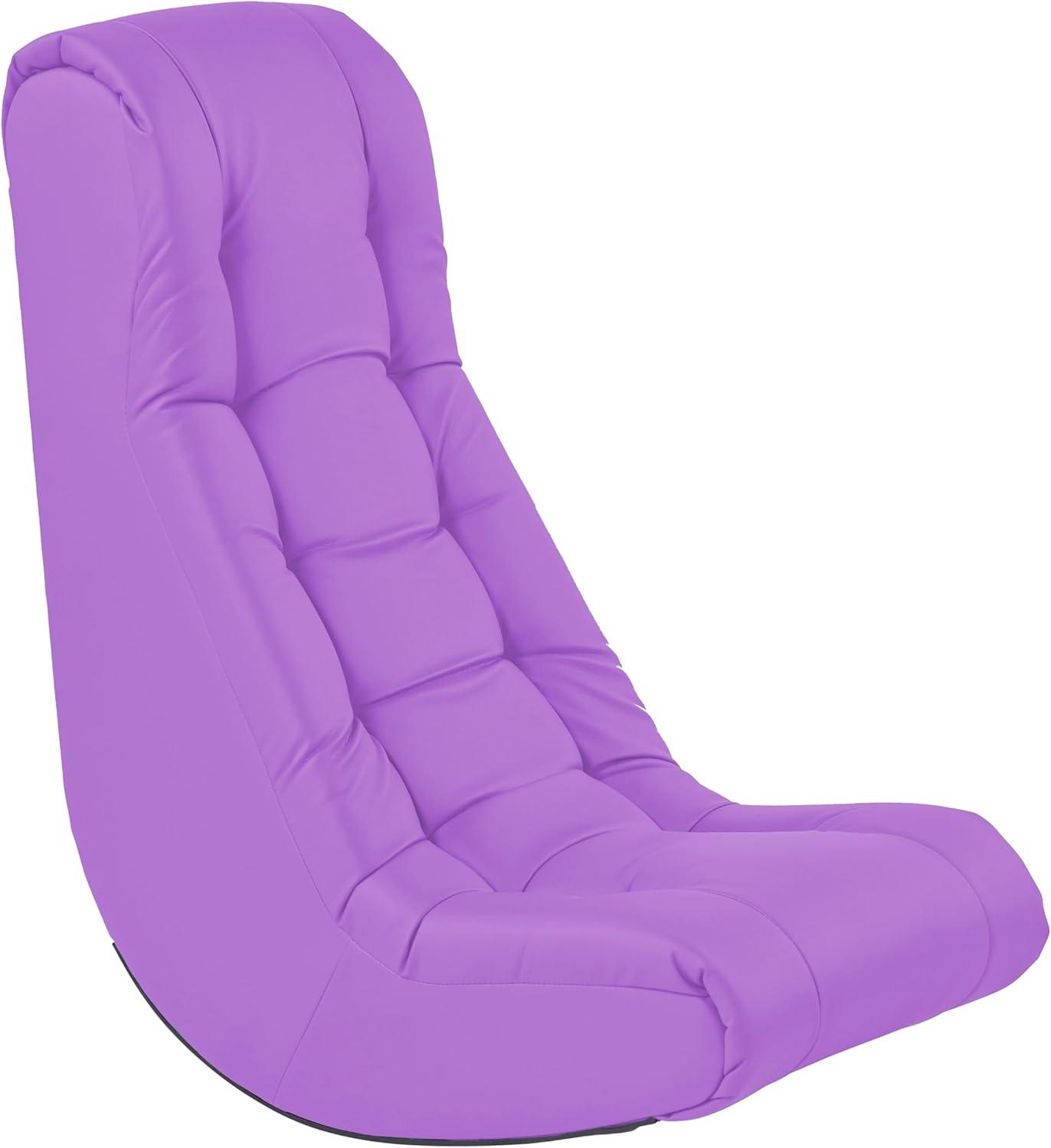 Lavender Tufted Floor Rocker with Plush Padding