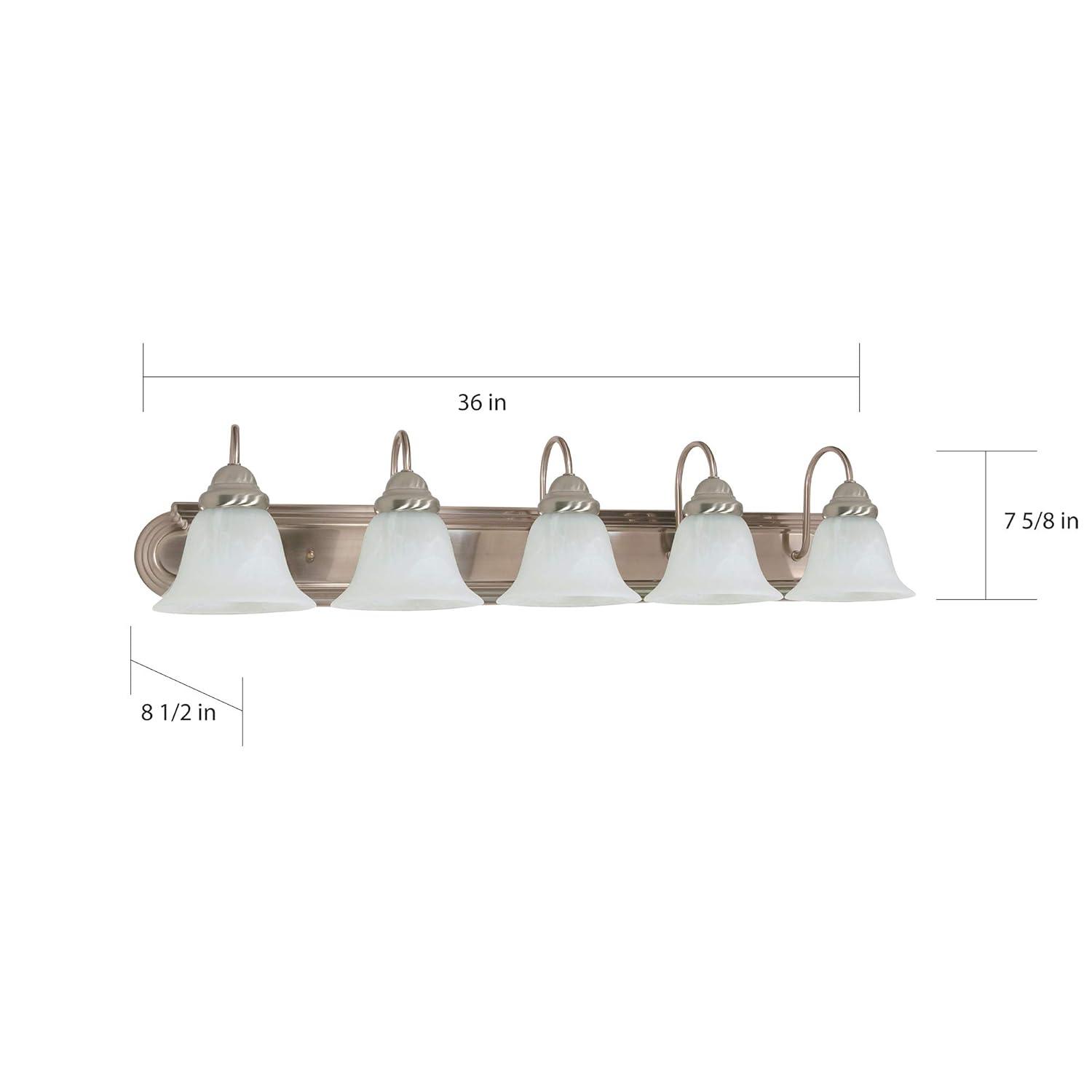 Brushed Nickel 36" 5-Light Vanity Fixture with Alabaster Glass