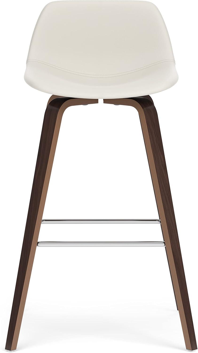 Set of 2 Cacey Bentwood Counter Height Barstools Cream - WyndenHall: Mid-Century, Chrome Legs, Foam Padding