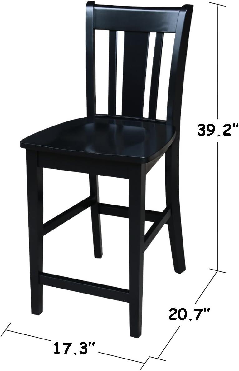 24" San Remo Counter Height Barstool Black - International Concepts: Solid Wood, Traditional Square Design, Durable Parawood