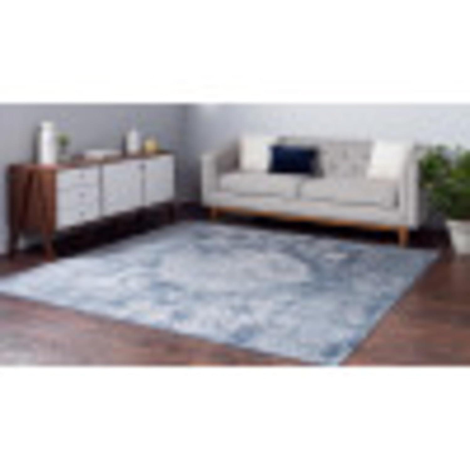 Unique Loom Portland Collection Area Rug - Woodburn (4' 1" Square Blue/Ivory)