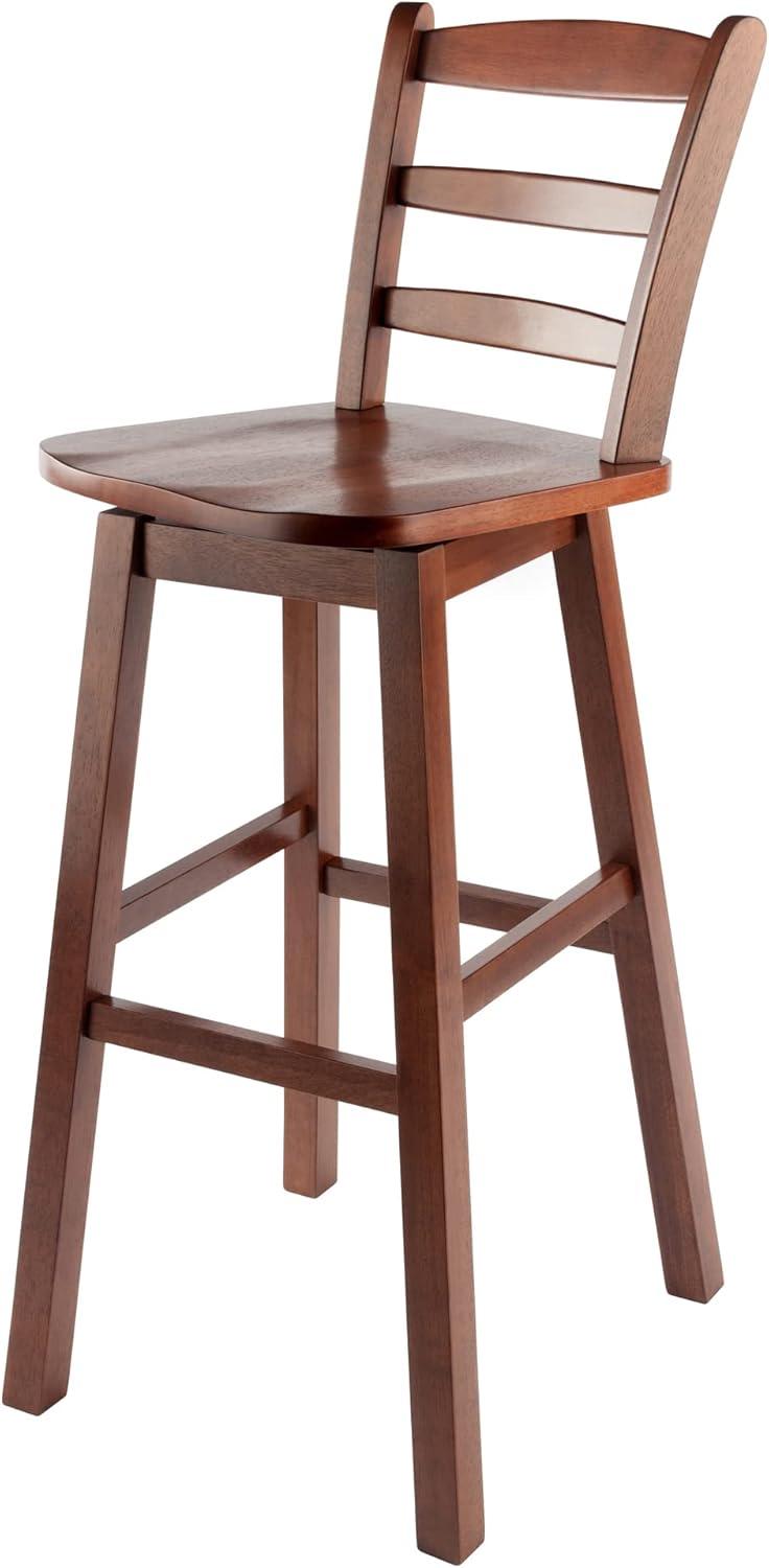 Winsome Scalera 16" Walnut Swivel Ladder Back Barstool