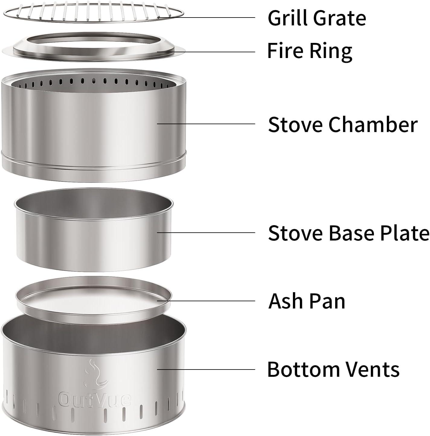 15.5 inch Stainless Steel Smokeless Wood Burning Fire Pit