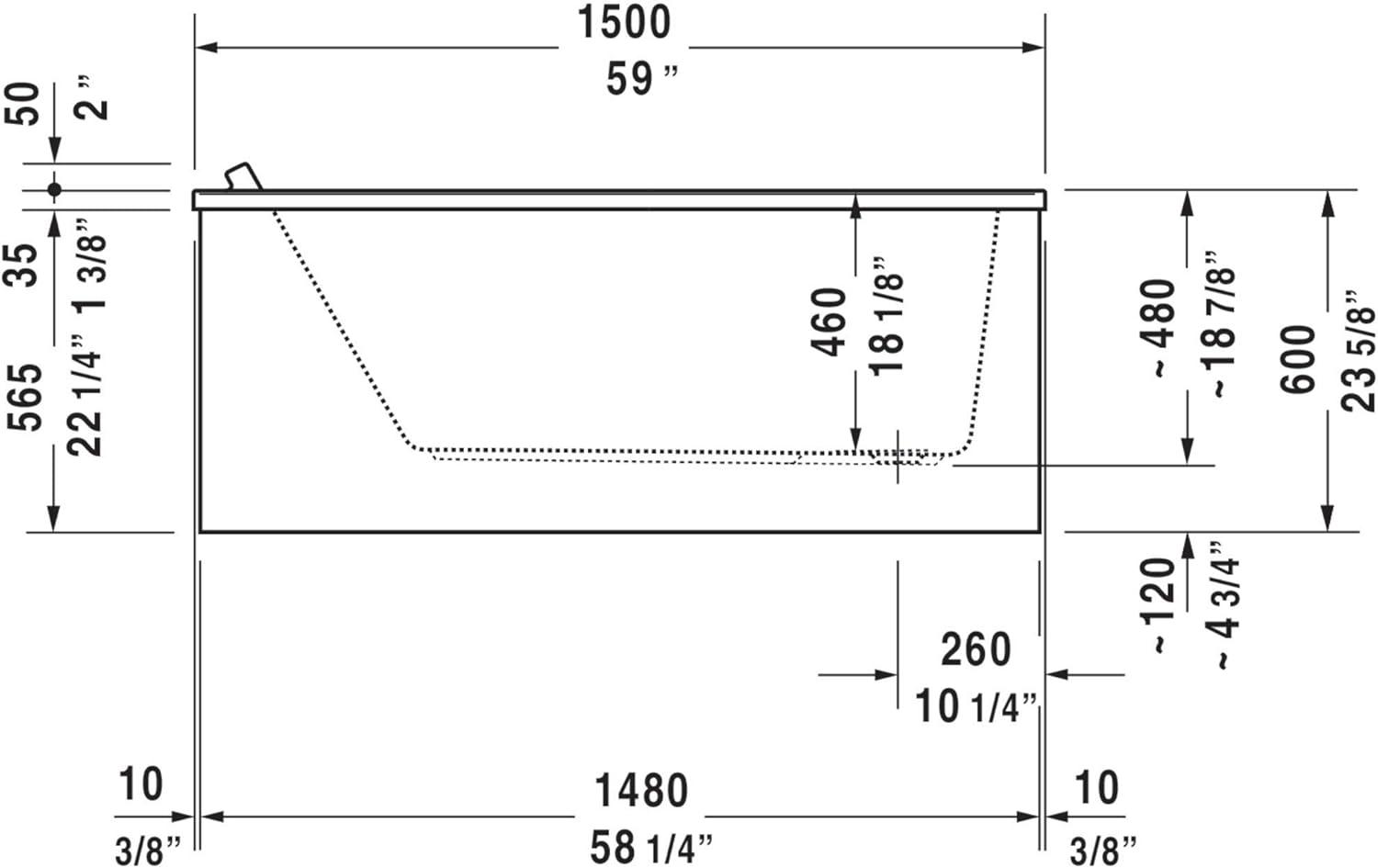 Starck New 59" x 28" Drop In Soaking Acrylic Bathtub