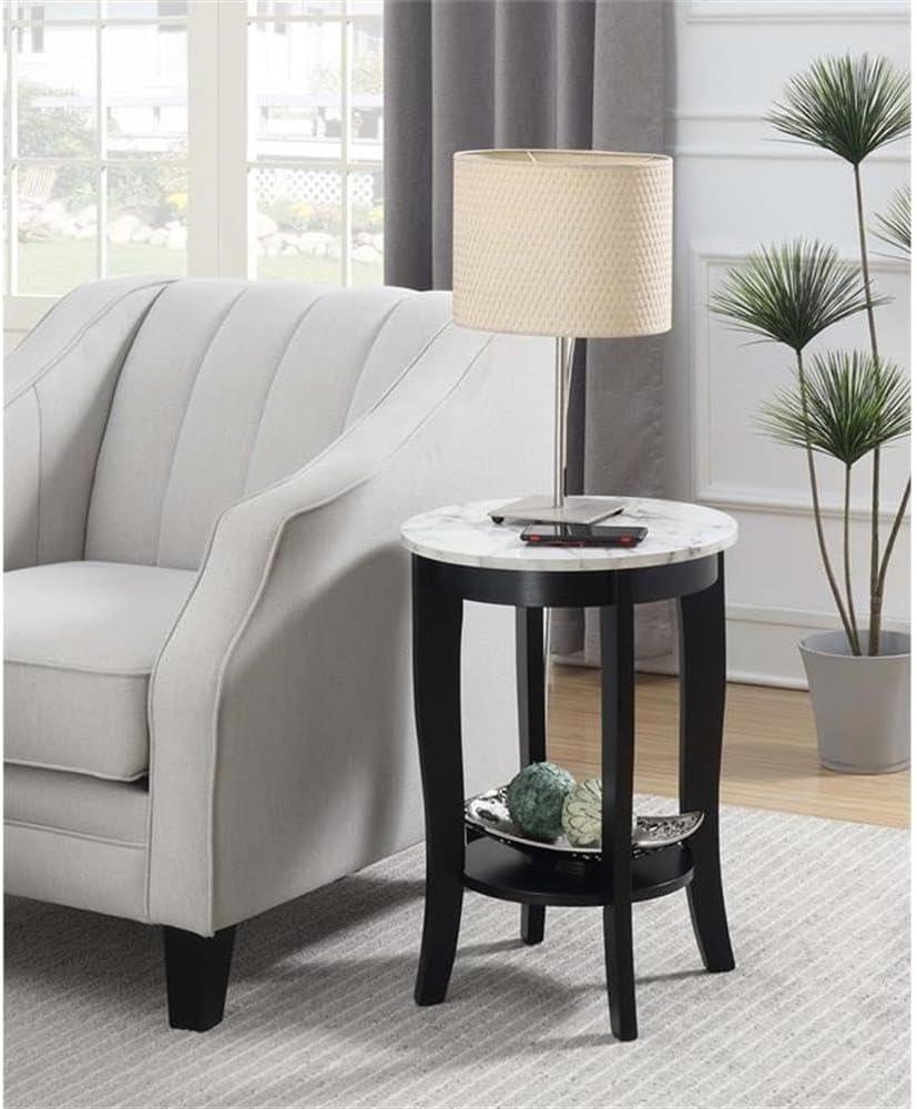 Convenience Concepts American Heritage Round End Table in Black Wood Finish