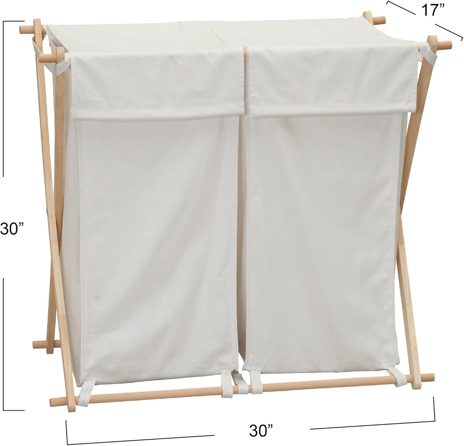 Household Essentials Wood X-Frame Double Sorter White: Removable Liner, 40 lb Capacity, Clothes Drying Rack