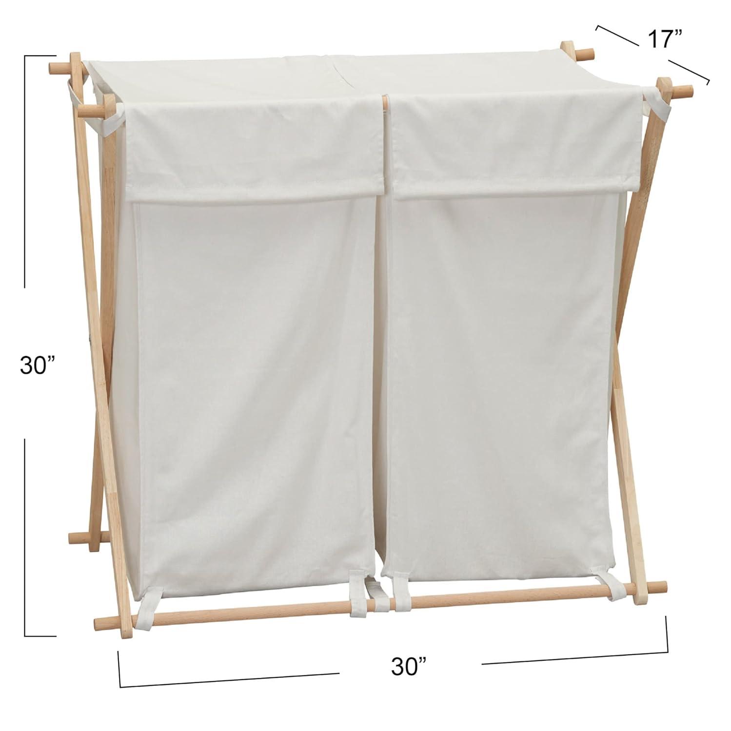 Household Essentials Wood X-Frame Double Sorter White: Removable Liner, 40 lb Capacity, Clothes Drying Rack