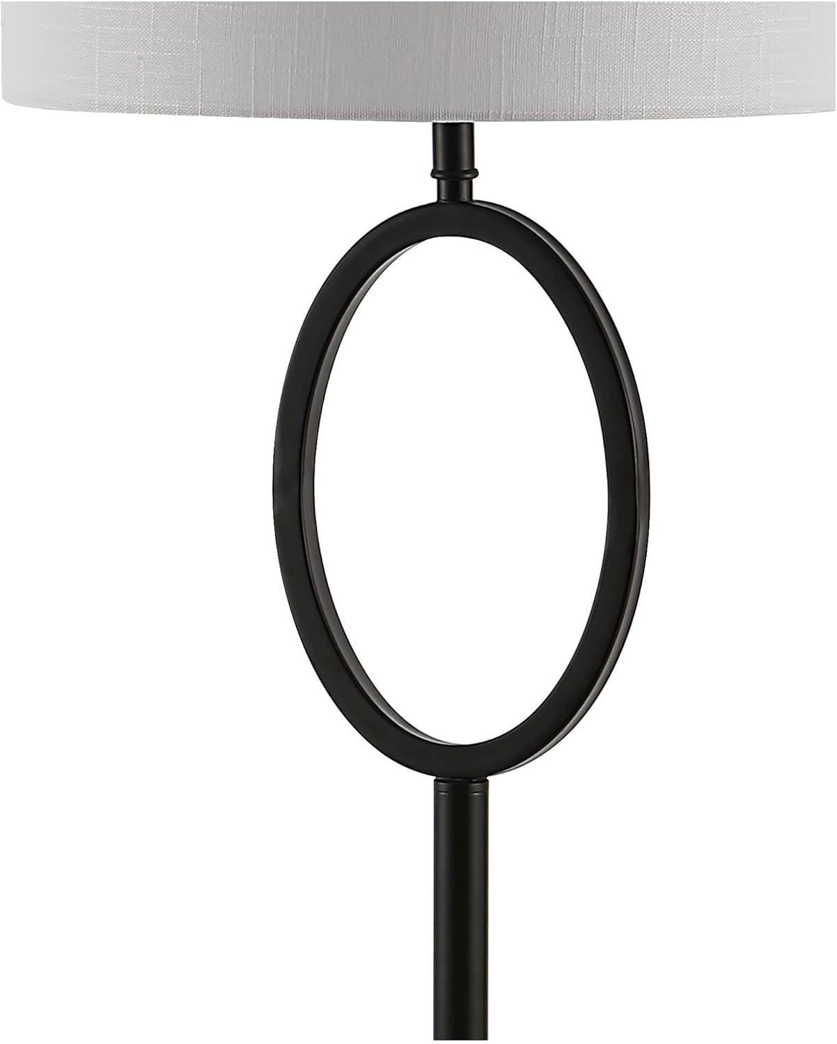 April Elegance 61" Nickel Metal LED Floor Lamp with White Linen Shade