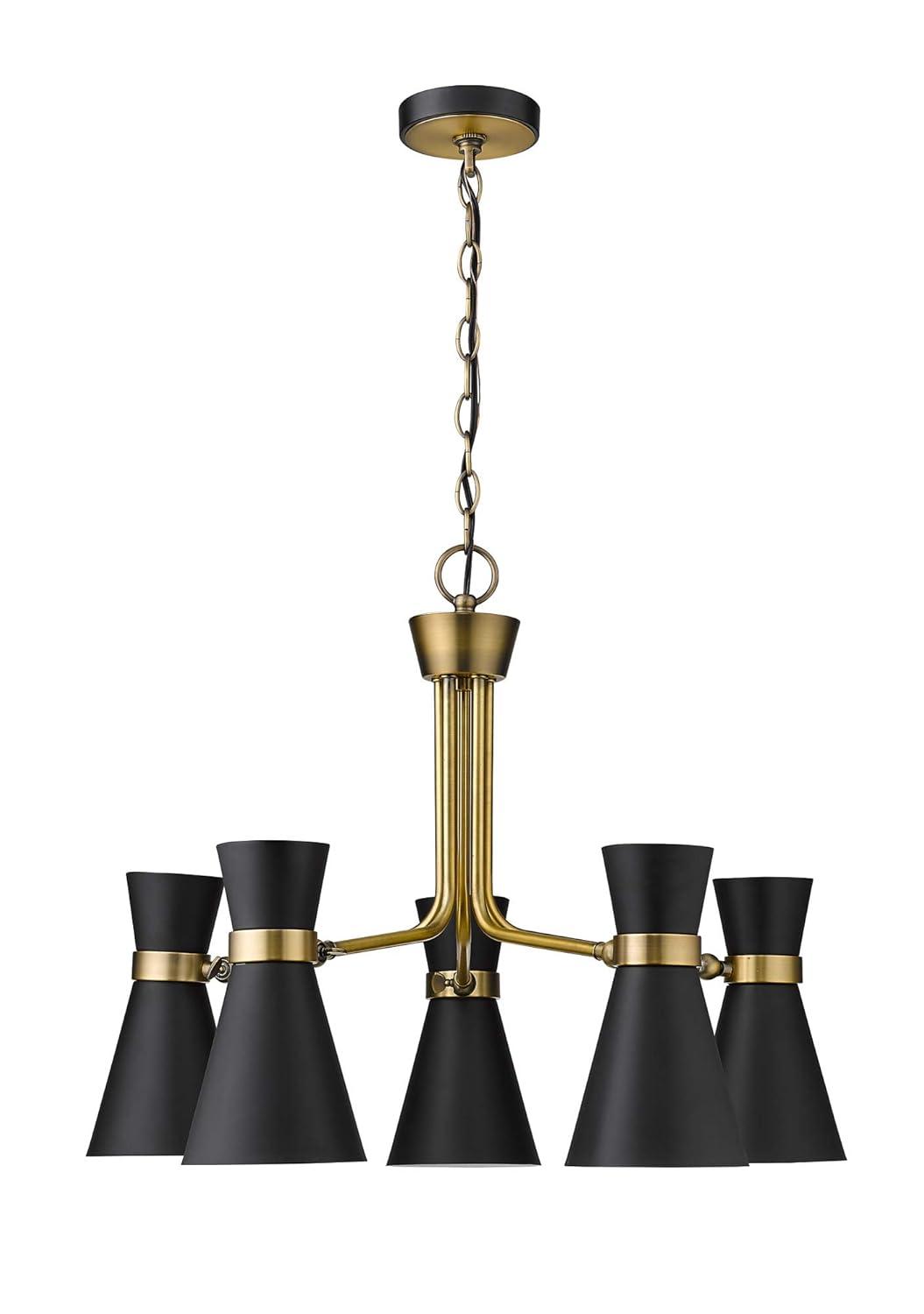 Z-Lite Soriano 5 - Light Chandelier in  Matte Black/Heritage Brass