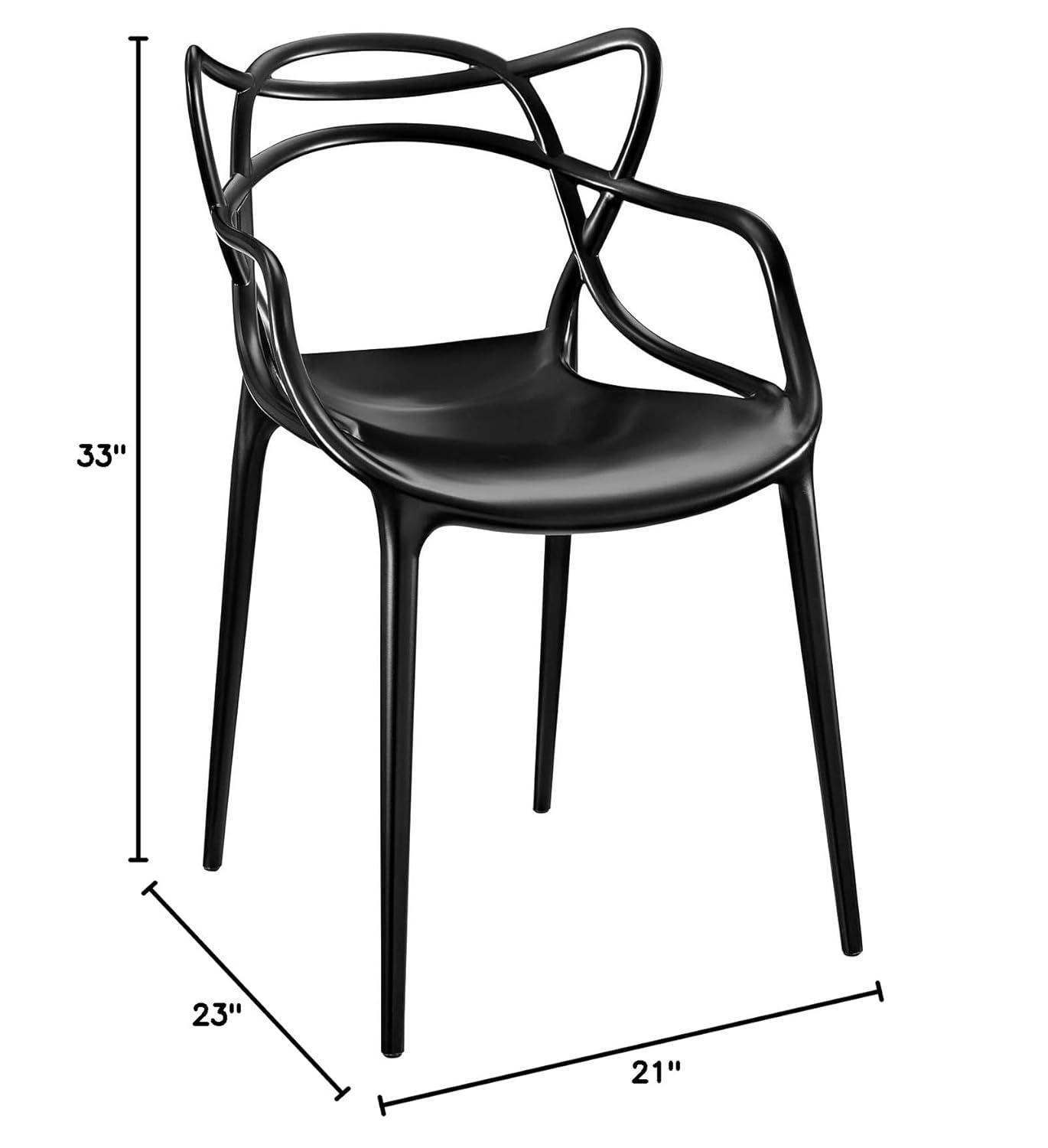 Modway Entangled Dining Armchair Black: Modern Kitchen Chair, No Assembly, Polypropylene Frame