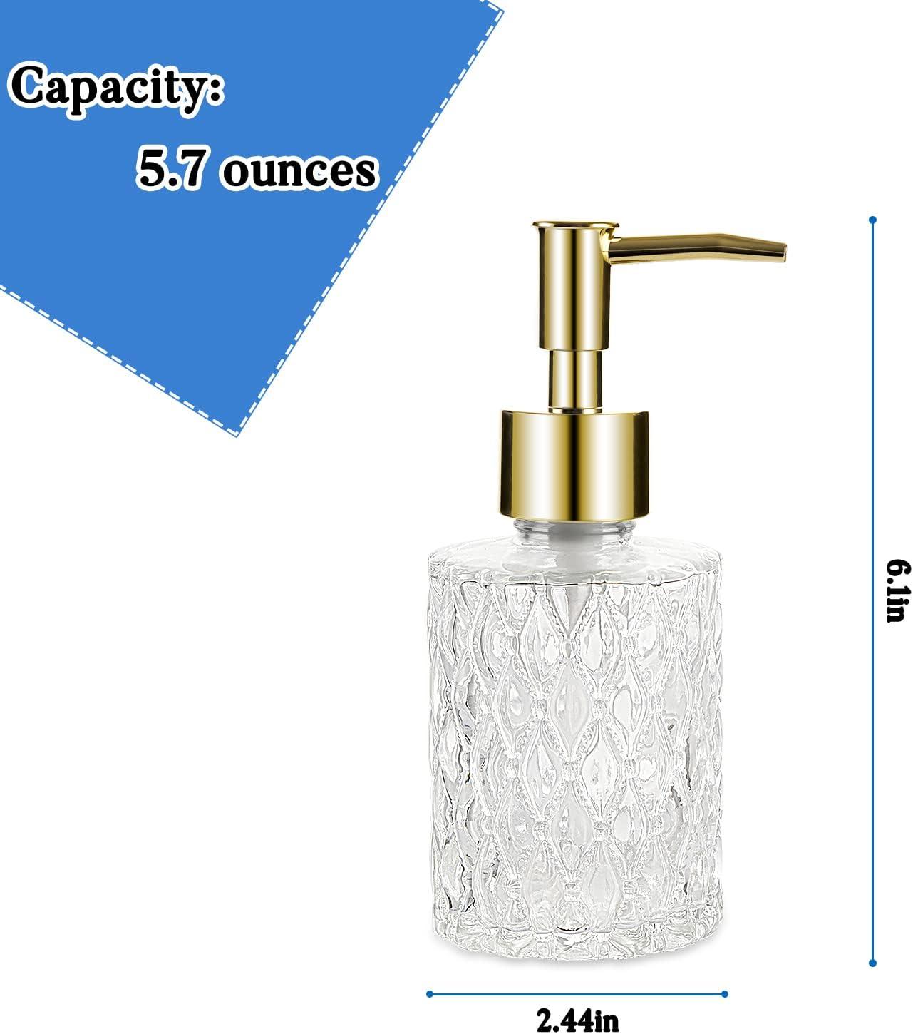 Multipurpose Soap Dispenser Easy to Clean Glass Soap Pump Dispenser Ideal for Bath and Bathroom (Gold)