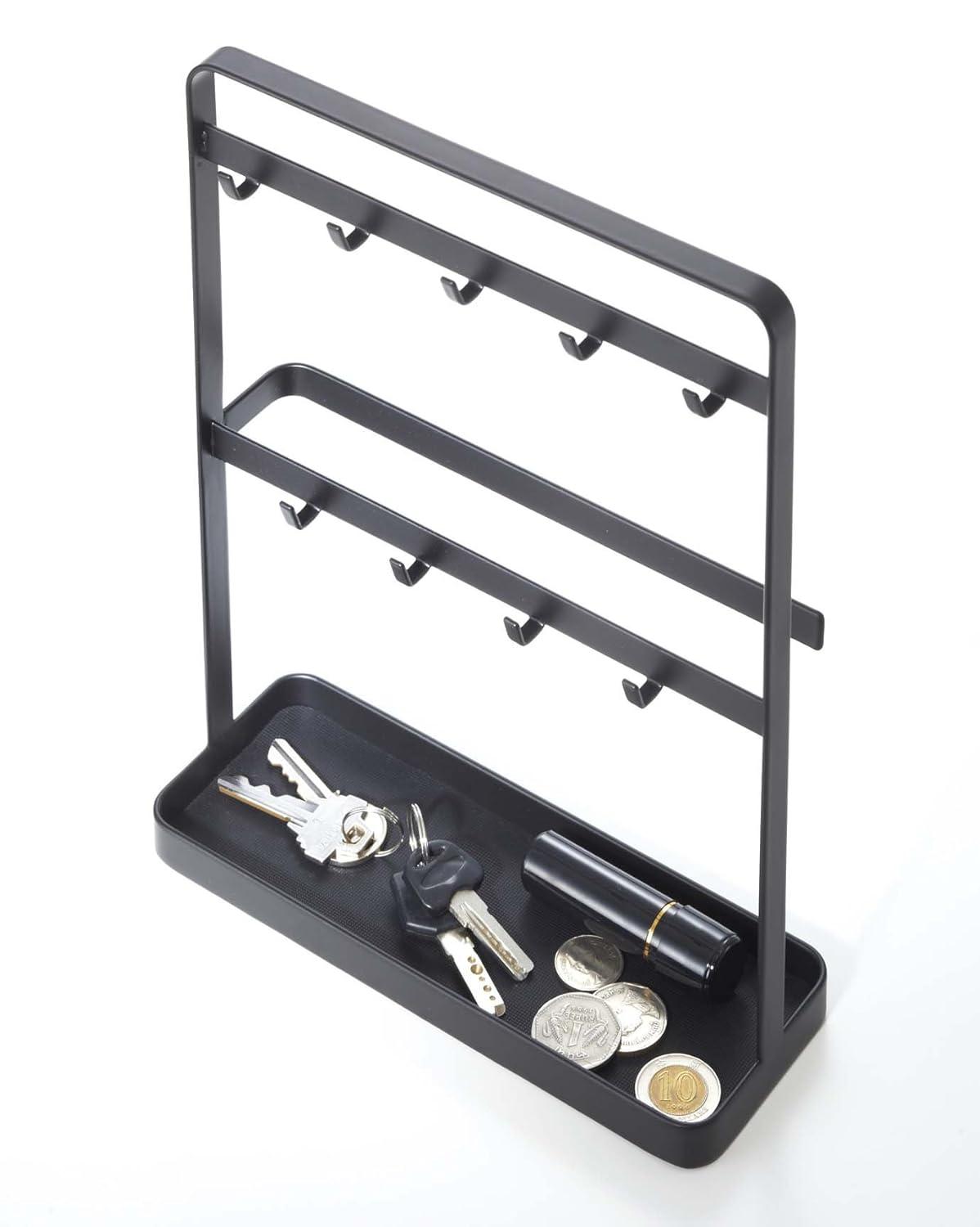 Yamazaki Home Key Rack - Modern Hook Organizer Stand Steel One Size Black