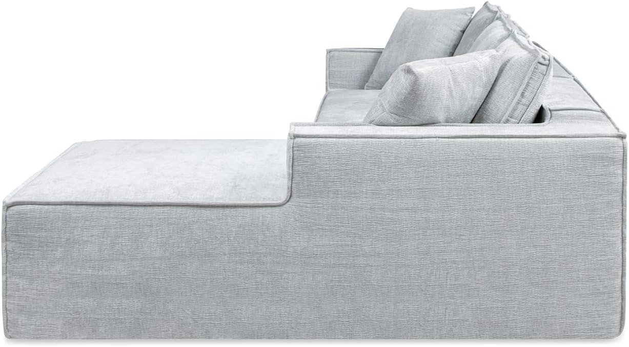 Jennifer Taylor Home Brenley 110.5" RAF Sofa-in-a-Box Sectional Sofa, Ash Gray Chenille