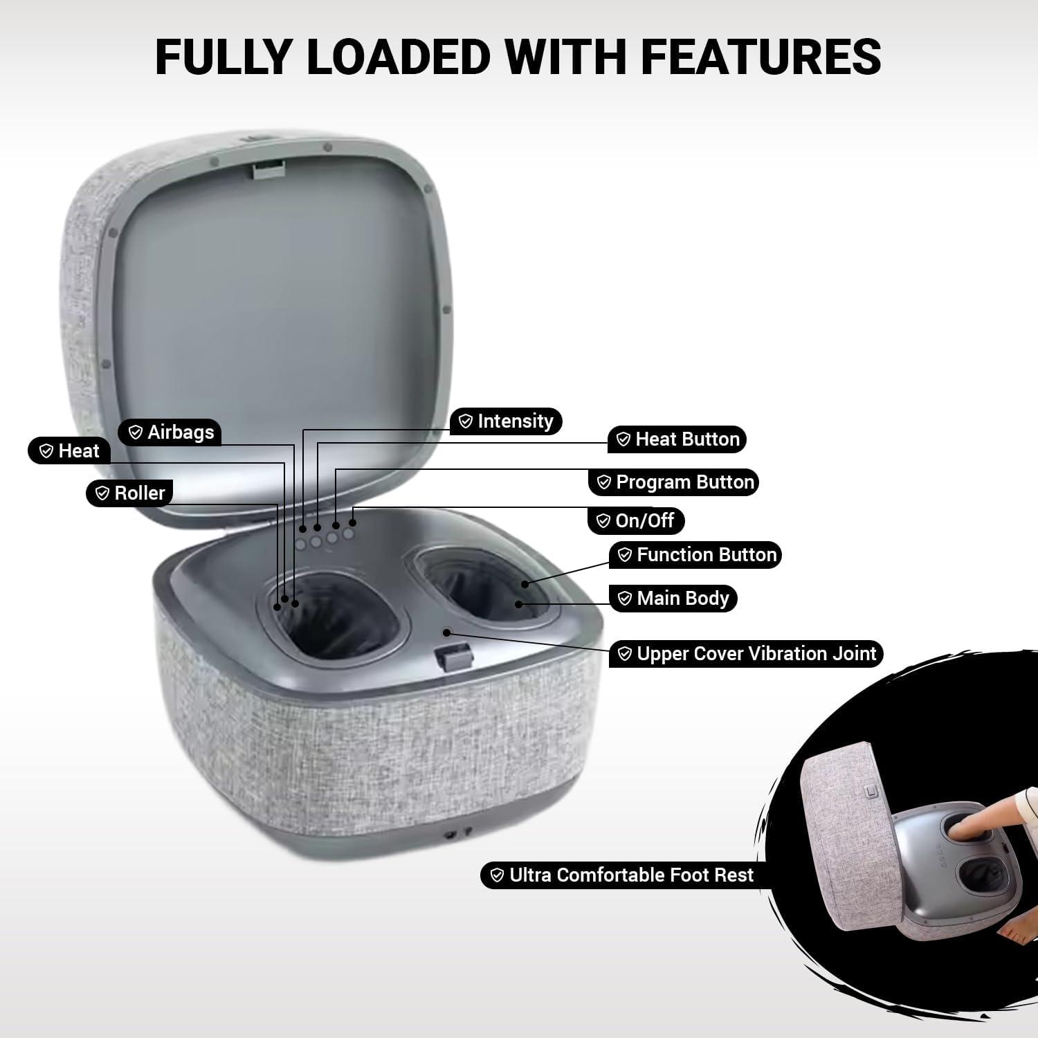 Ottoman Foot Massager by Ottossage, Rechargeable Massaging Ottoman with Removable Lid