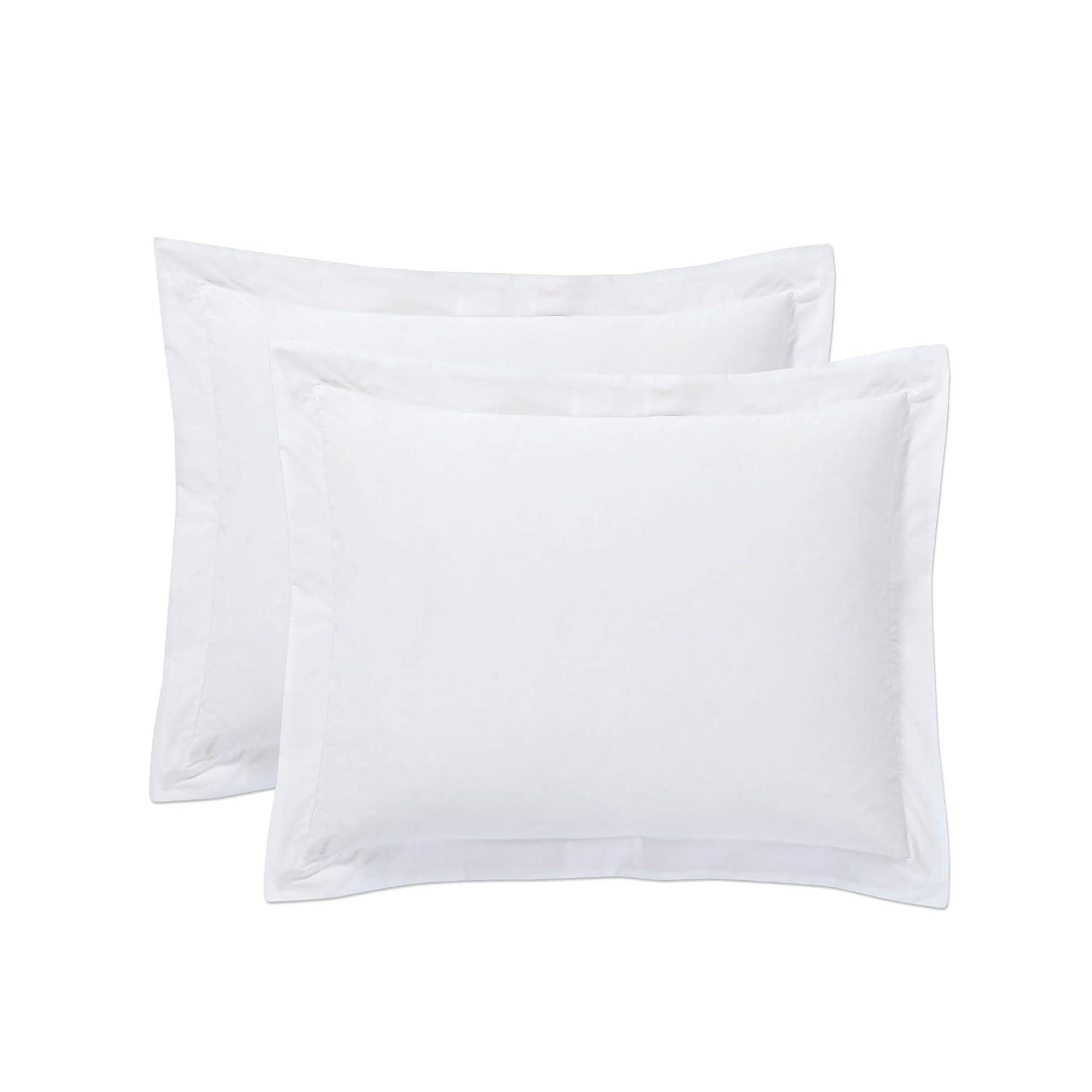 Todays Home TOH24902WHIT07 Levinsohn Basic Cotton Rich Tailored Sham with 2 in. Flange White - Standard - Pack of 2