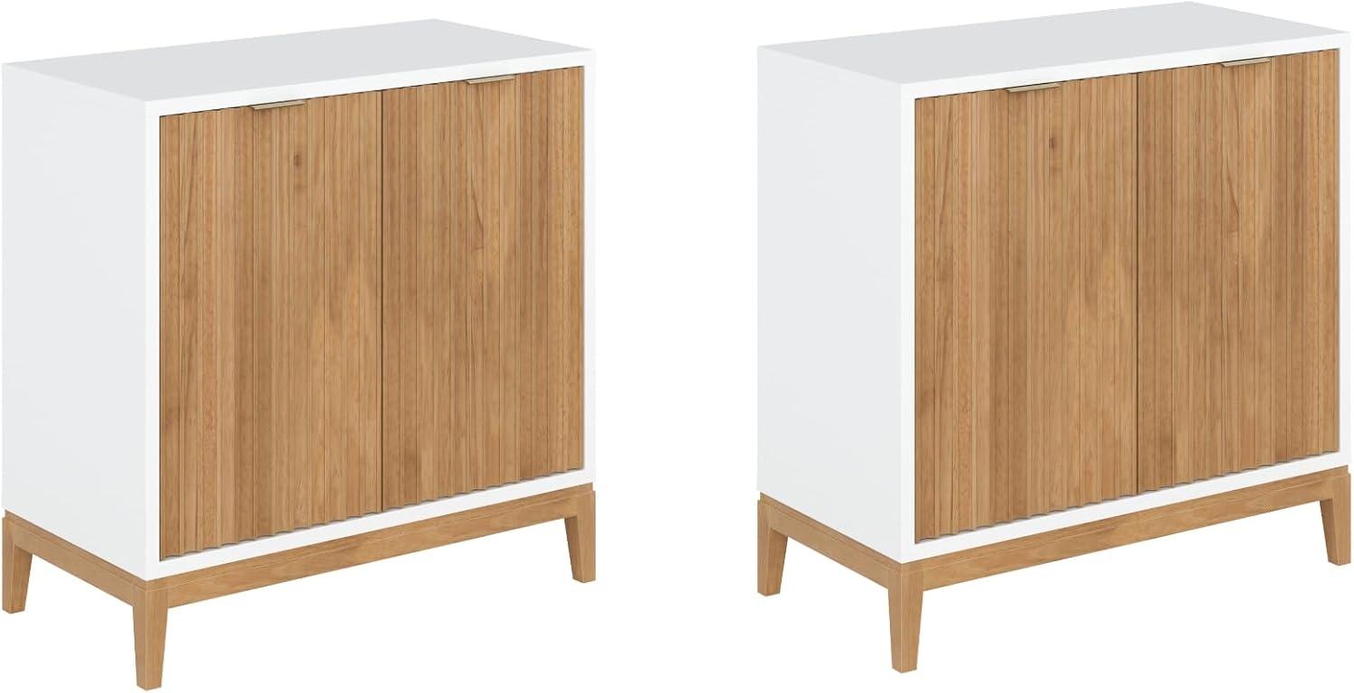 Nathan James Set of 2 Jasper Wood Fluted Console Table with Doors White