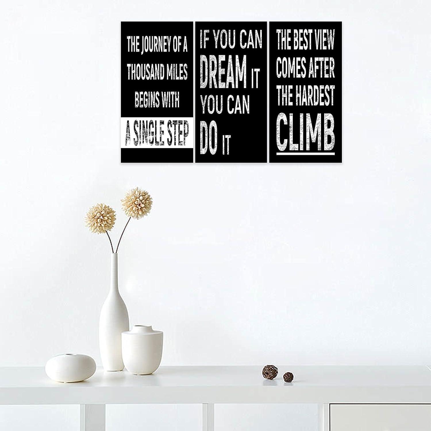 Inspirational Black and White Motivational Canvas Print Set