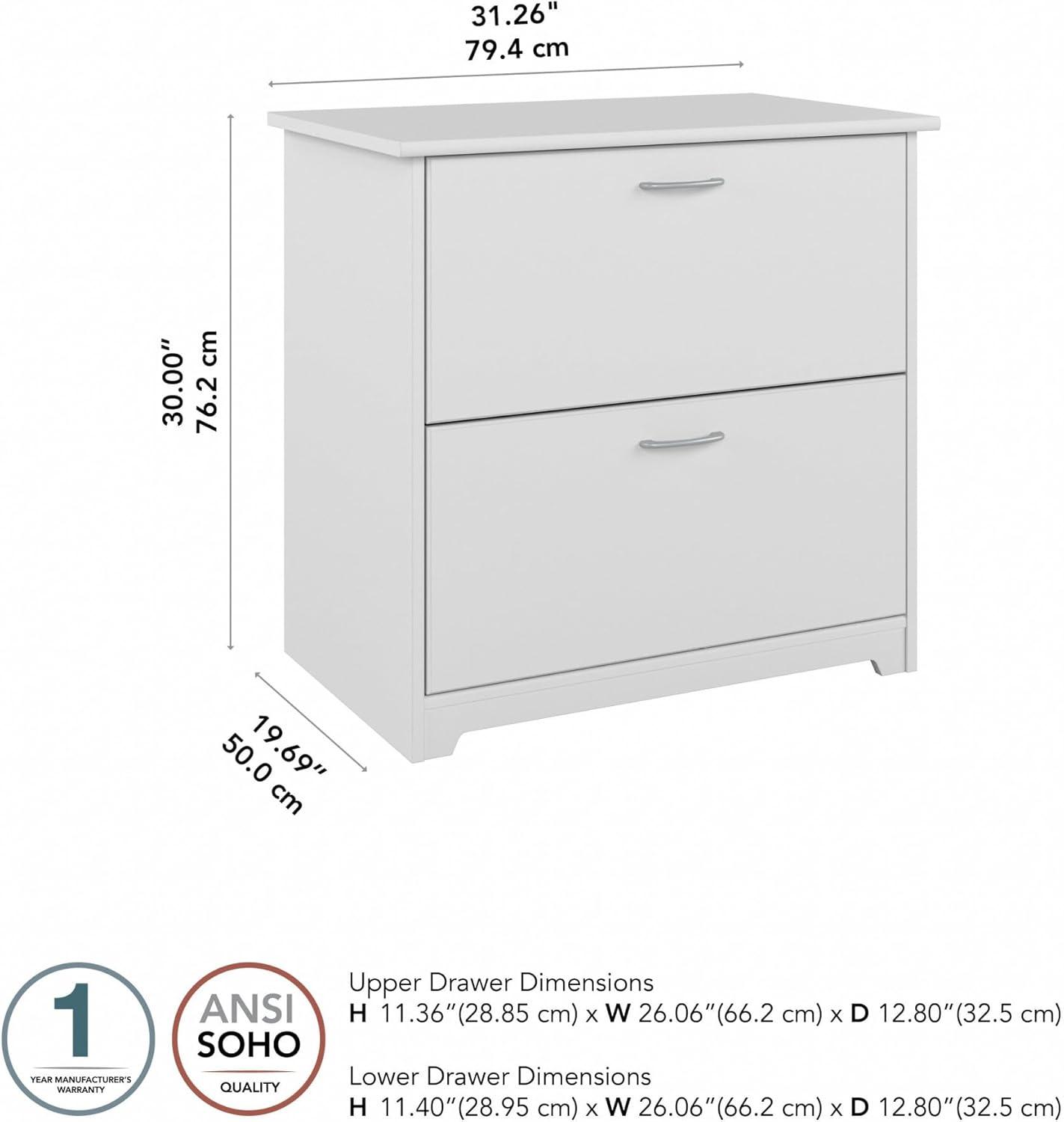 Bush Furniture Cabot Lateral File Cabinet, 2 Drawer, White