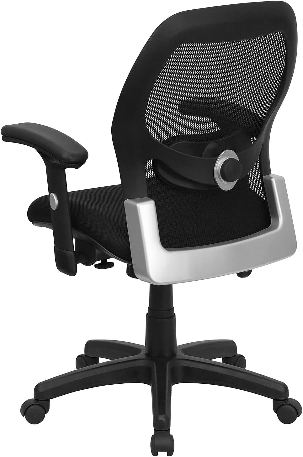 Mid-Back Black Super Mesh Executive Swivel Office Chair with Mesh Padded Seat - Belnick