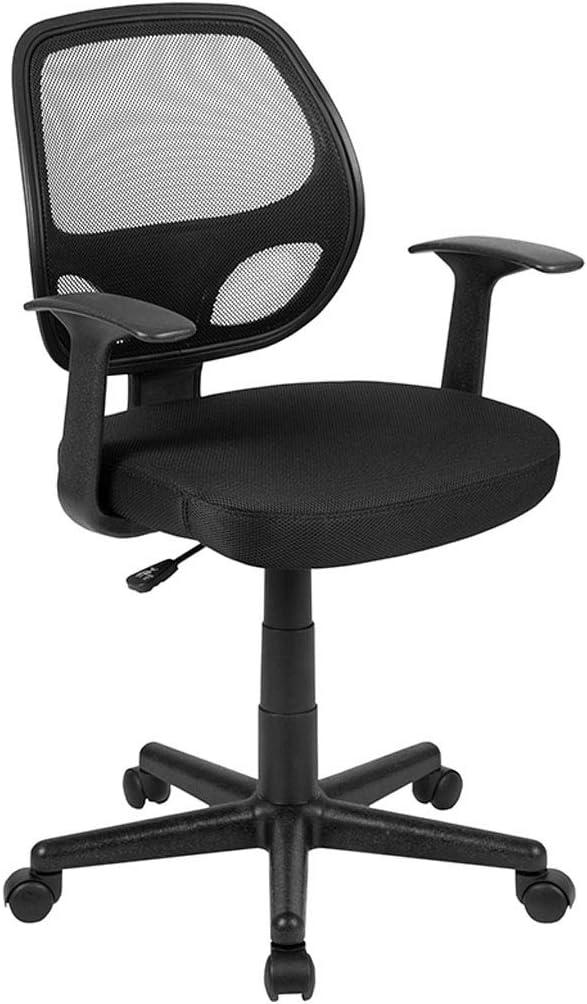 Sleek Mid-Back Black Mesh Swivel Task Chair with Lumbar Support