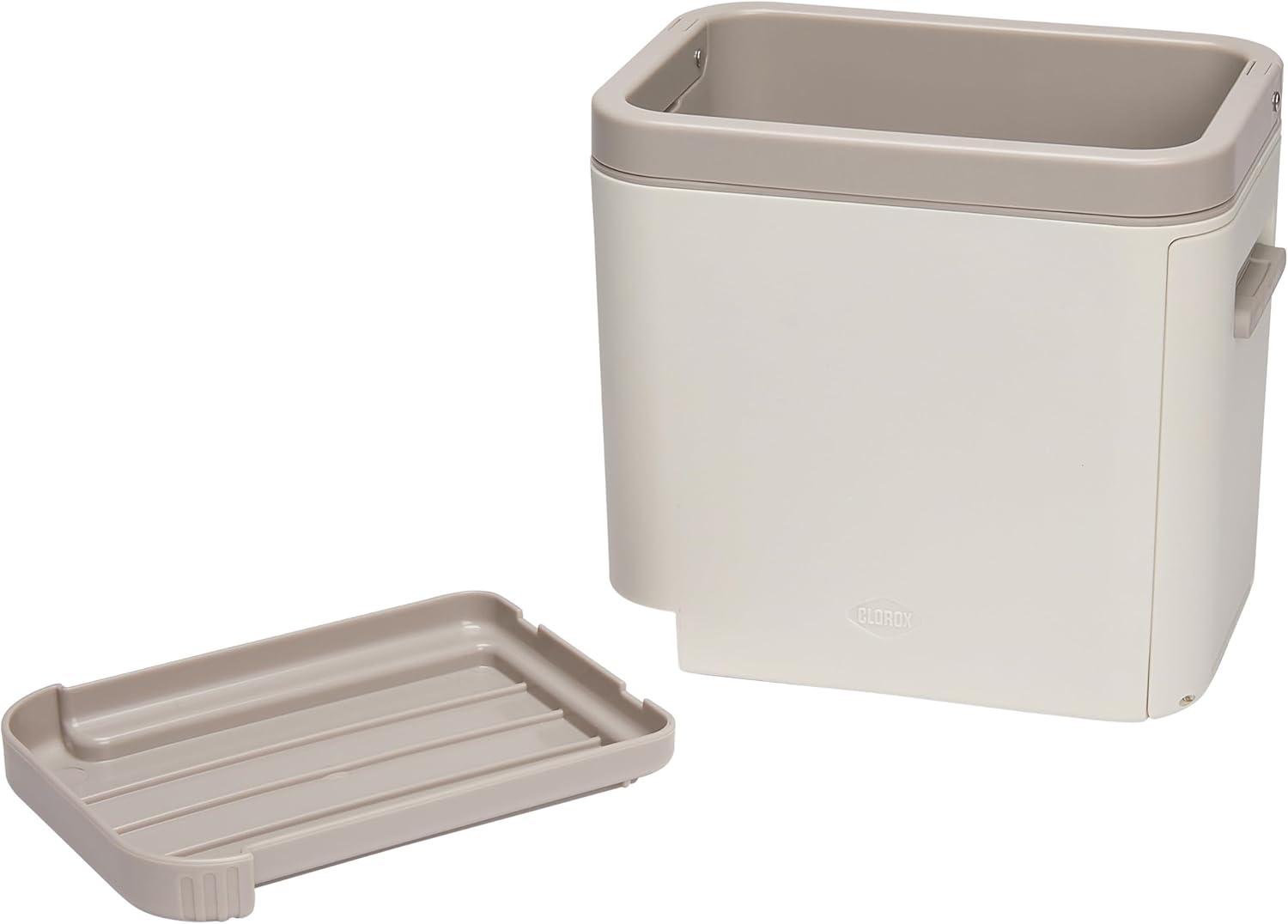 Clorox KeptClean Kitchen Sink Organizer – Space-Saving Organization of Dish Soap, Scrub Brushes, and Dish Towels, Fold-Down Shelf for Sponges and Jewelry, Drainage Tray – Steel