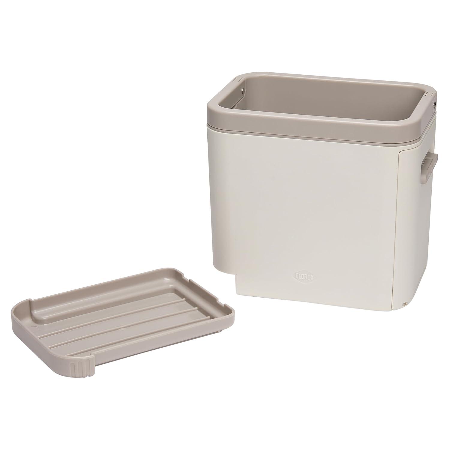 Clorox KeptClean Kitchen Sink Organizer – Space-Saving Organization of Dish Soap, Scrub Brushes, and Dish Towels, Fold-Down Shelf for Sponges and Jewelry, Drainage Tray – Steel