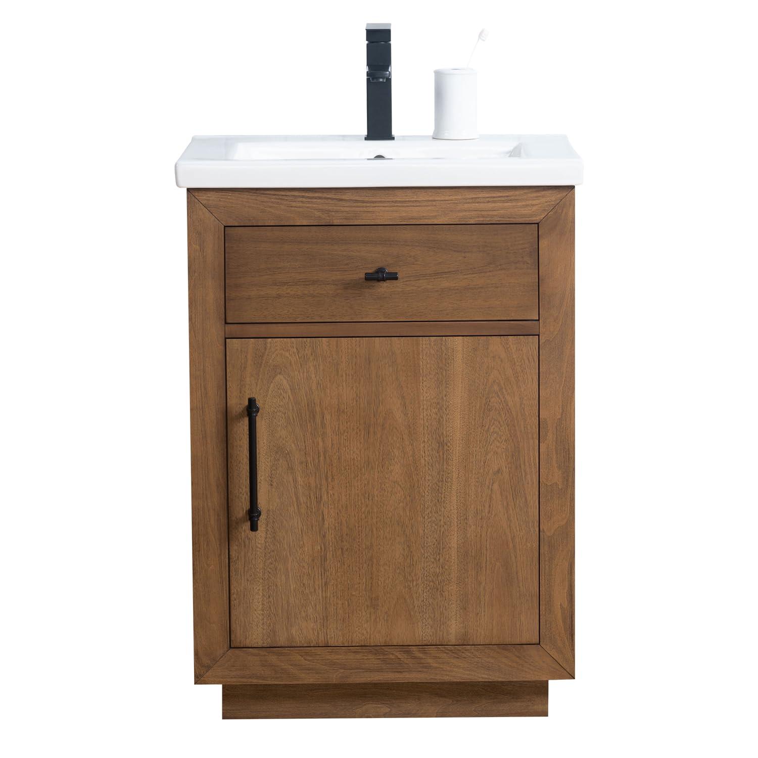 24'' Free Standing Single Bathroom Vanity with Ceramic Top