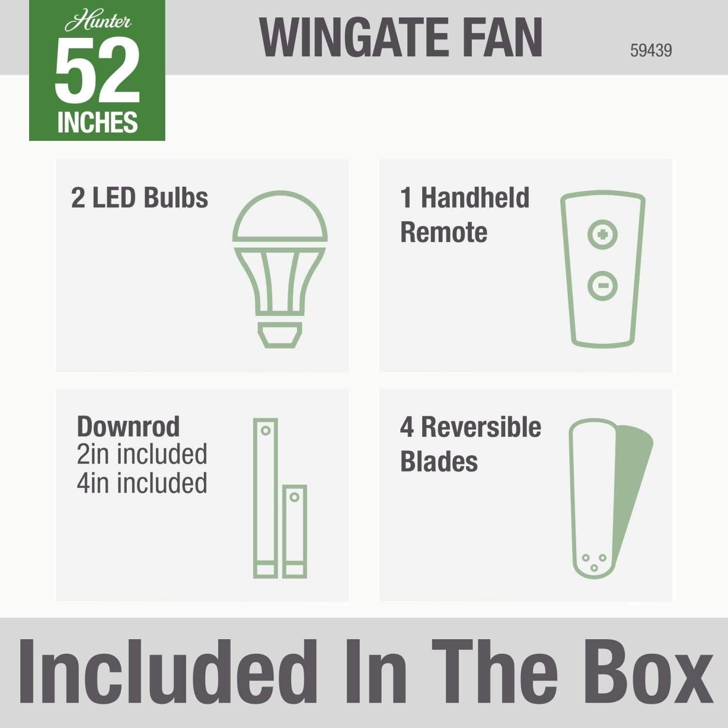 52" Wingate 4 - Blade LED Standard Ceiling Fan with Remote Control and Light Kit Included