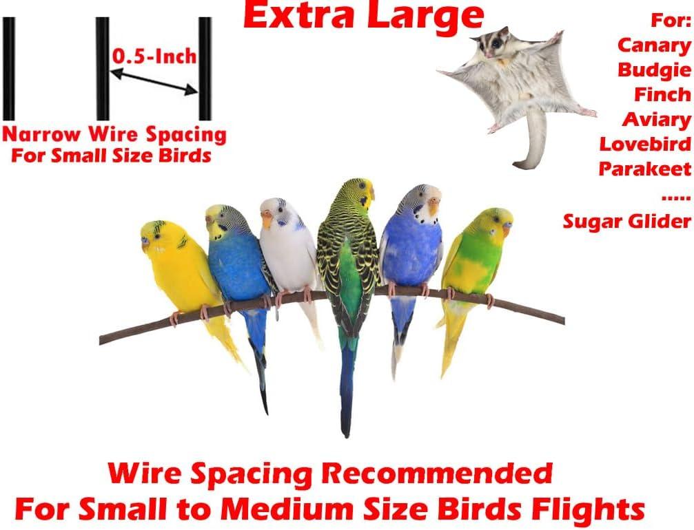 64" White Wrought Iron Bird Flight Cage with Rolling Stand