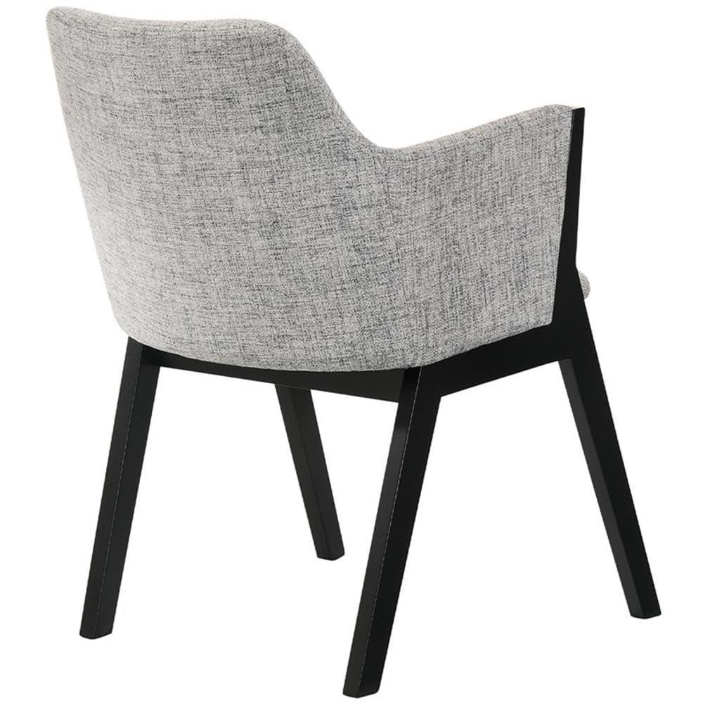Armen Living Set of 2 Renzo Fabric Wood Dining Chairs Gray/Black: Polyester Upholstery, Foam Fill, Armrests