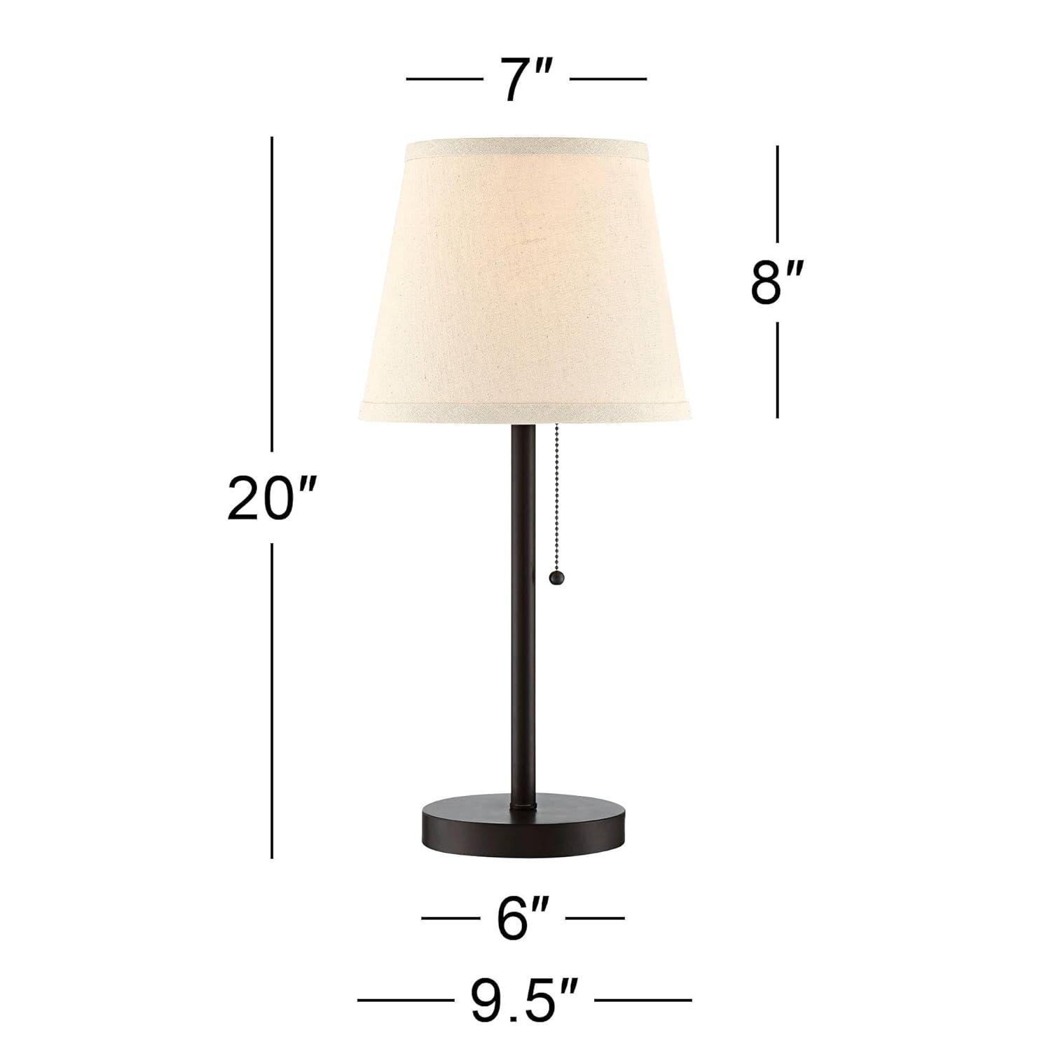 360 Lighting Modern Desk Table Lamp with Hotel Style USB and AC Power Outlet in Base 20" High Bronze Metal Oatmeal Drum Shade for Bedroom Office