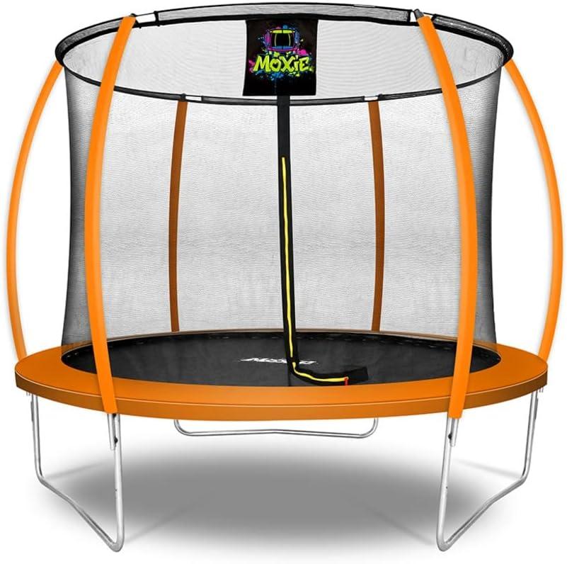 Moxie Machrus Moxie Pumpkin-Shaped Outdoor Trampoline Set with Top-Ring Frame Safety Enclosure, 10 FT