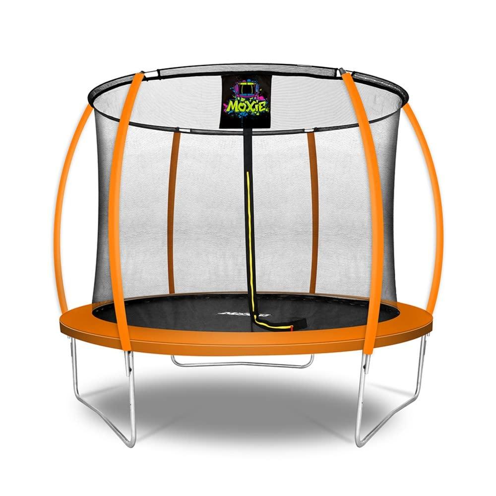 Moxie Machrus Moxie Pumpkin-Shaped Outdoor Trampoline Set with Top-Ring Frame Safety Enclosure, 10 FT