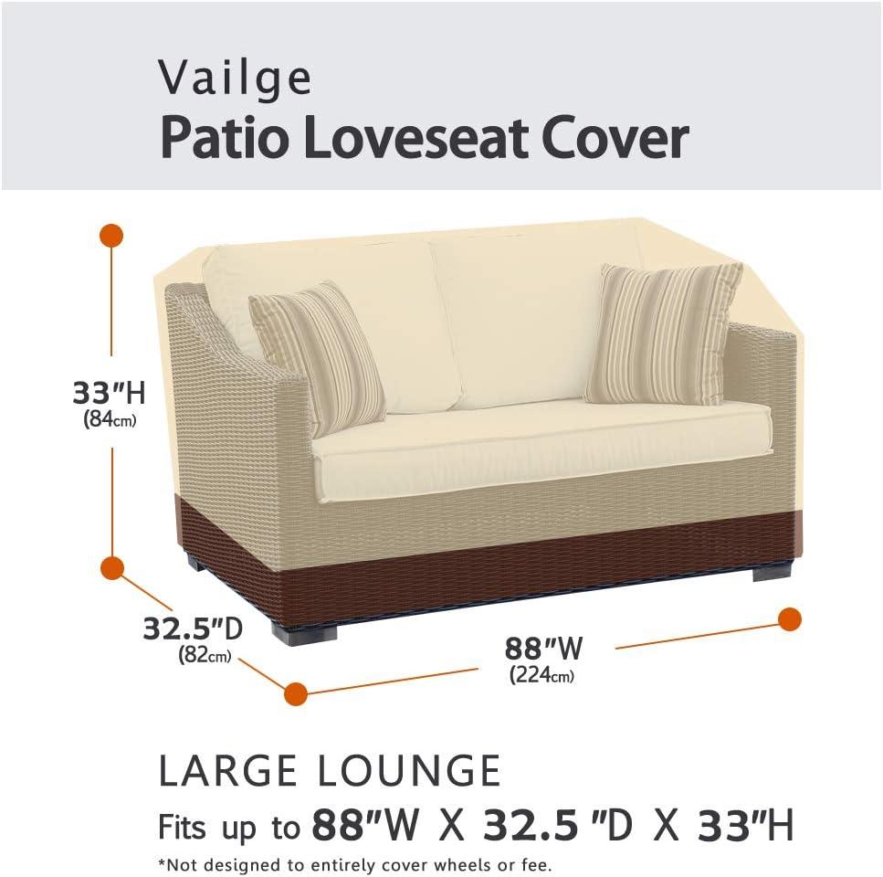 Large Beige and Brown Waterproof Patio Sofa Cover