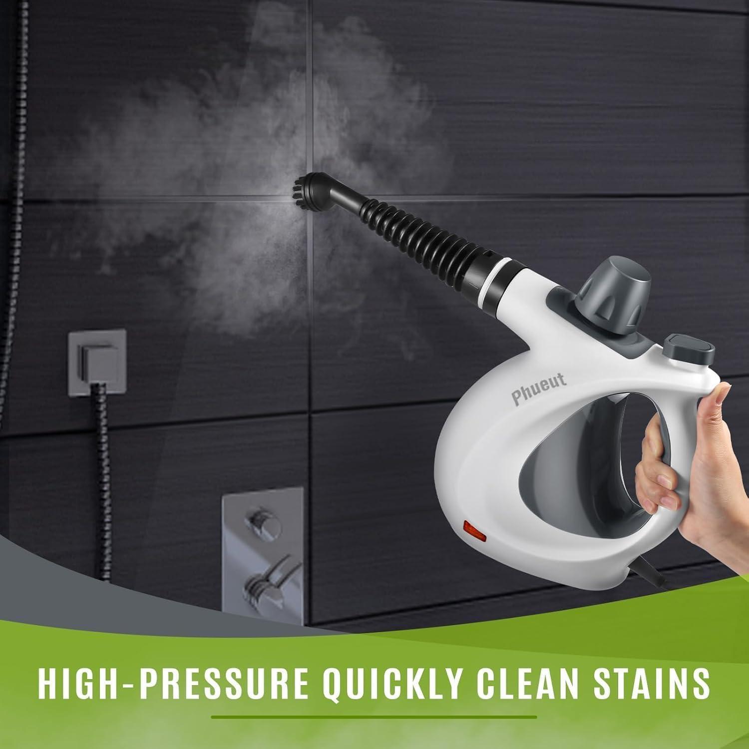 Phueutpros Steam Cleaner (STN-603), 1050W Power, High Temperature and Pressure, 12 Attachments Sets, Steamer for Tiles, Windows, and Sofas