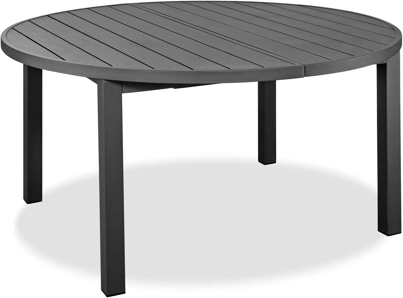 Aloha Indoor/Outdoor Extendable Oval Dining Table in Grey Aluminum, Powder-Coating Finished