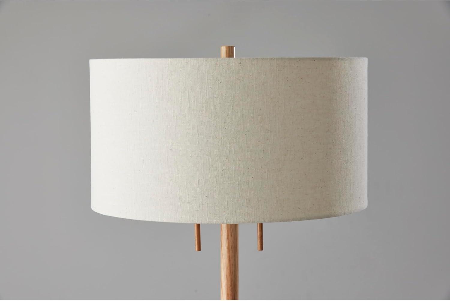 Madeline Floor Lamp Natural Rubberwood Antique Brass - Adesso