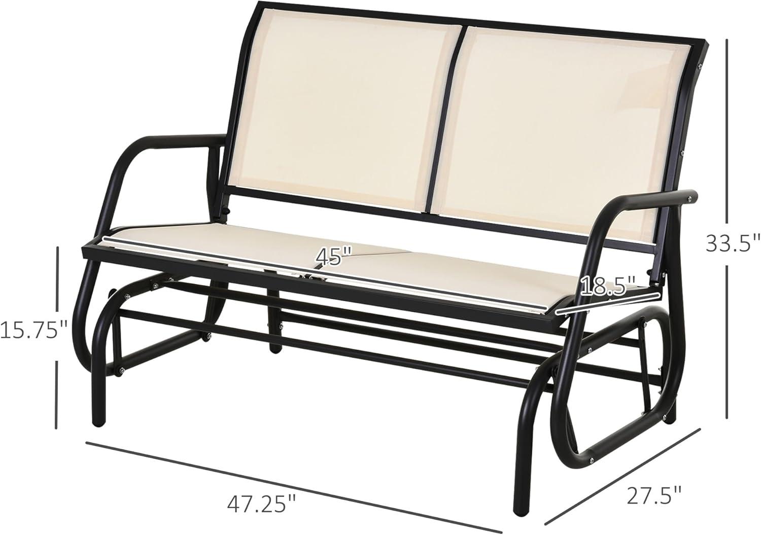 Outsunny 2-Person Outdoor Glider Bench, Patio Double Swing Rocking Chair Loveseat w/Powder Coated Steel Frame for Backyard Garden