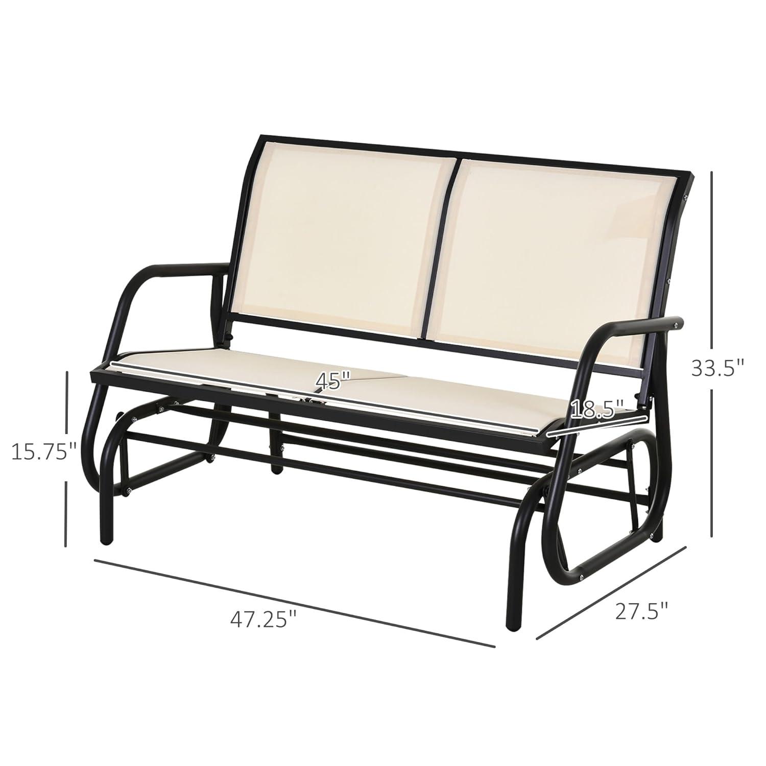 Outsunny 2-Person Outdoor Glider Bench, Patio Double Swing Rocking Chair Loveseat w/Powder Coated Steel Frame for Backyard Garden Porch, Gray