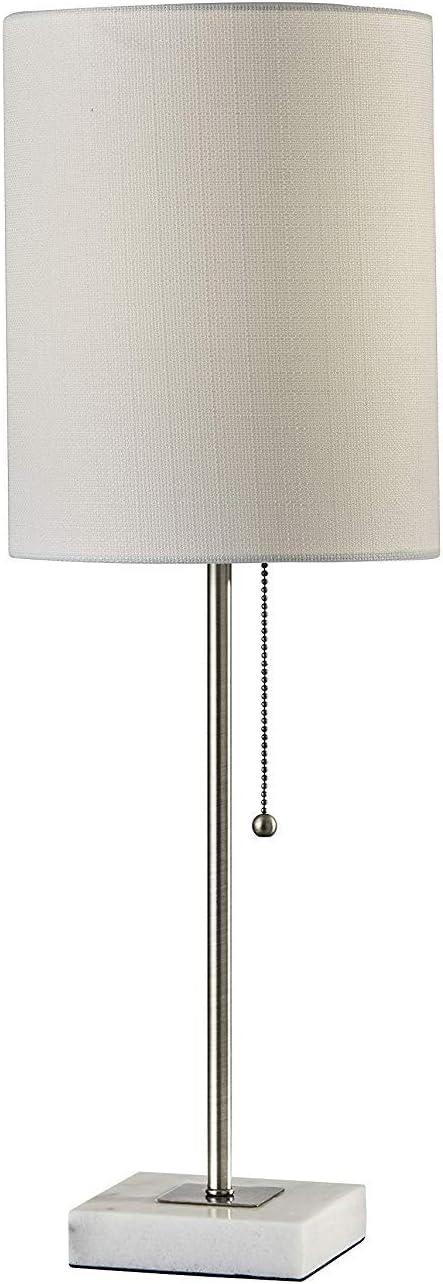 Adesso 23" Fiona Table Lamp Steel: Marble Base, Brushed Finish, Pull Chain Switch